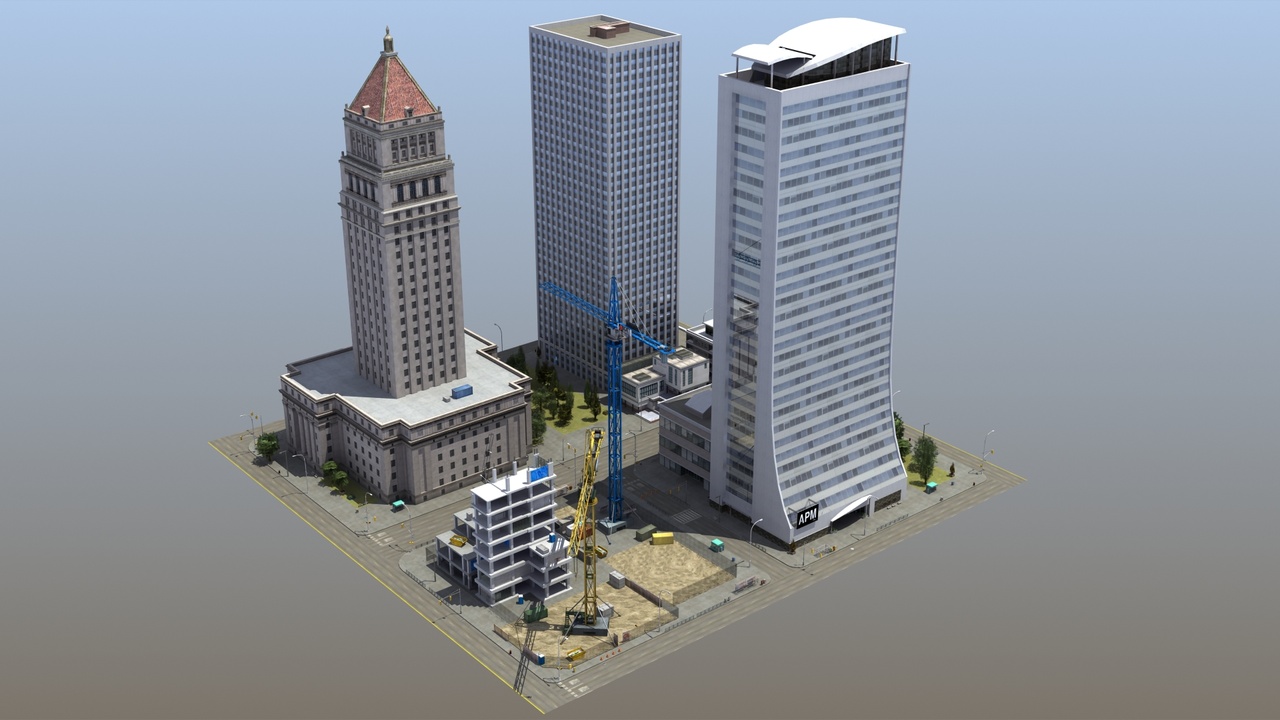 Media 1 for listing City Block Construction Urban Downtown Game Ready 3D Model