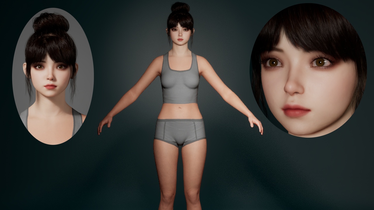 Media 1 for listing Editable MetaHuman Female Character - Juanjuan.With hair, no clothing included.