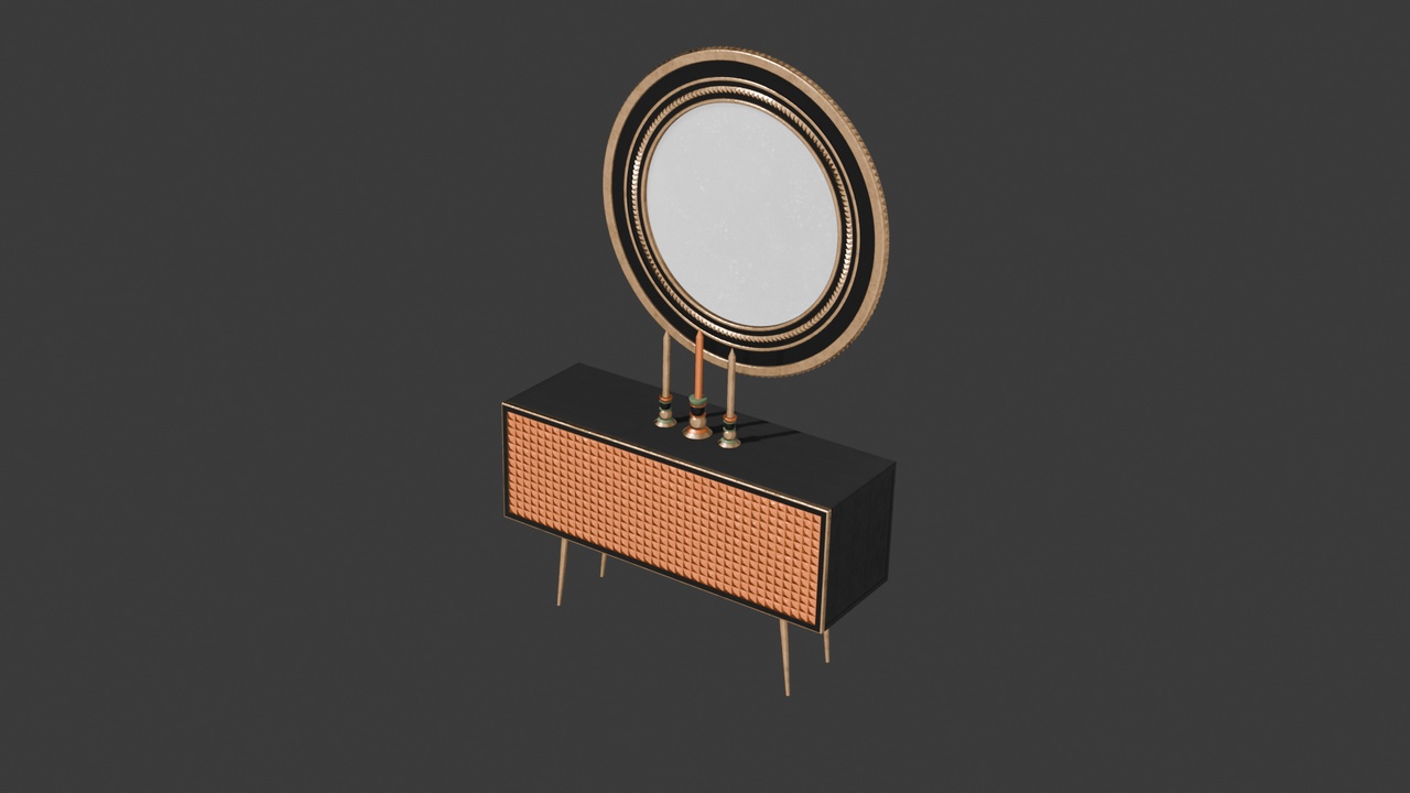Media 1 for listing Black Sideboard with Mirror & Candles