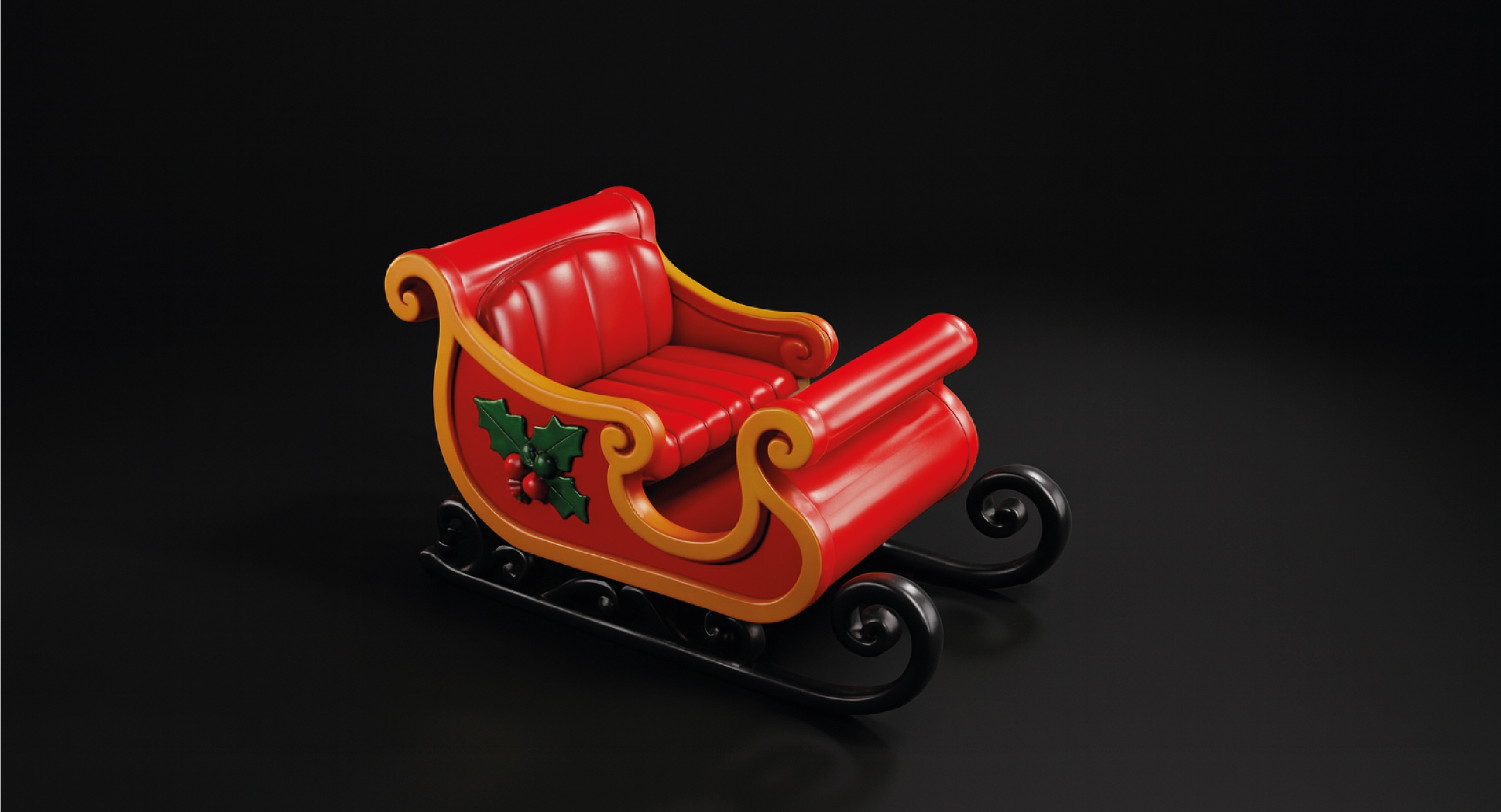Media 1 for listing Holiday Sleigh – 3D Decorative Model for Art & Production Rendering