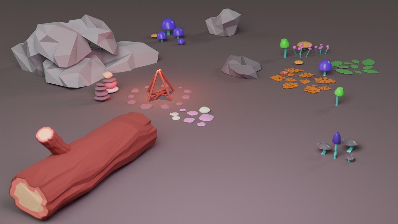 Media 1 for listing Low Poly Forest Scatter Kit (46 Meshes + 20 Clusters)