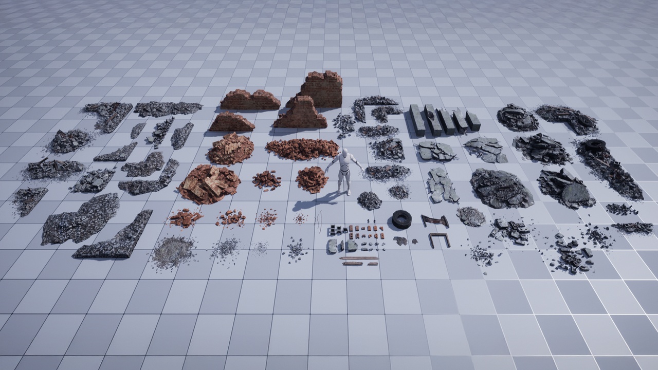 Media 1 for listing Broken Concrete Brick and Rubble - Modular Bundle