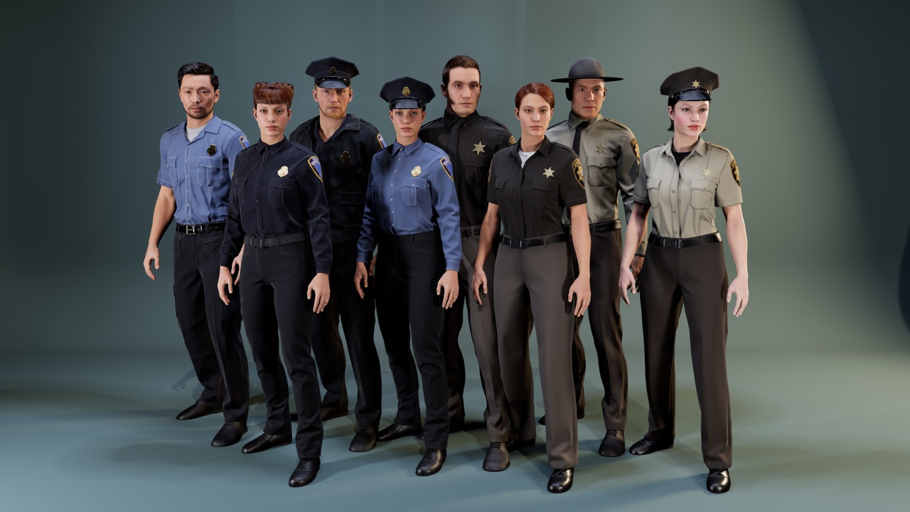 Media 1 for listing Parametric Police Uniform Bundle (Metahuman clothing)