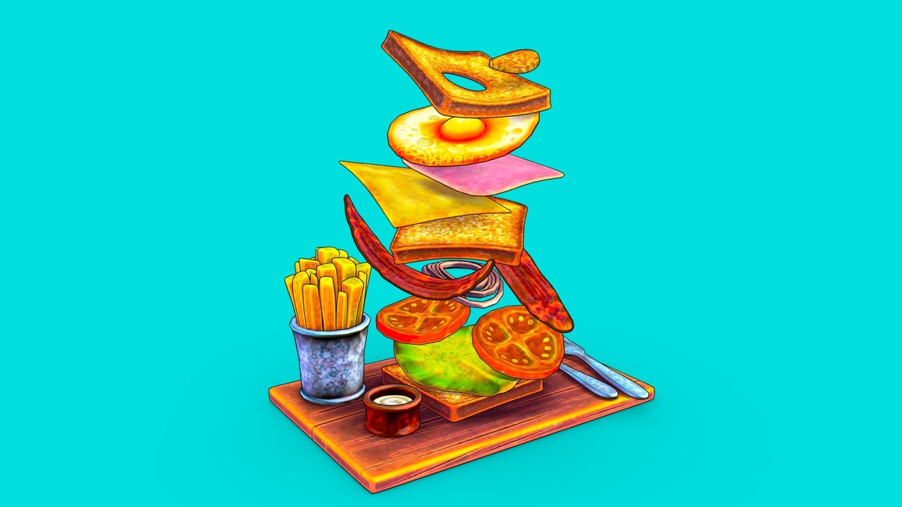 Media 1 for listing Sketchfab Weekly - Food - American Sandwich