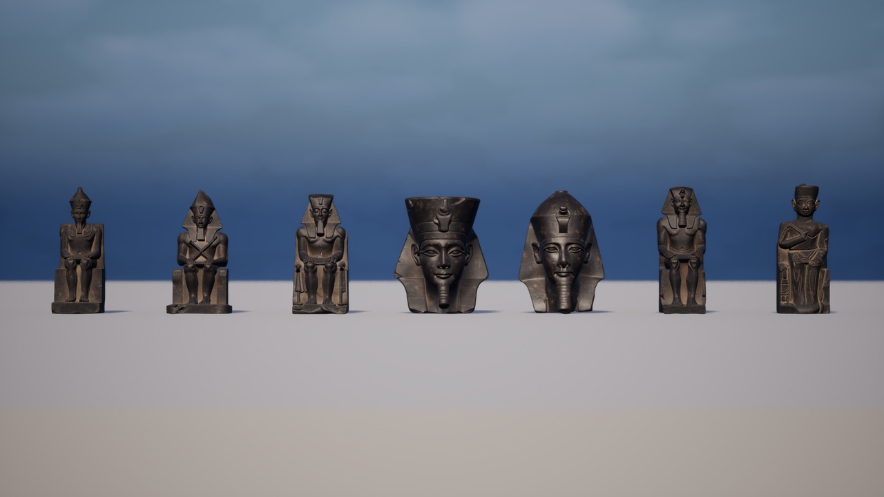 Media 1 for listing Ancient Egyptian Pharaoh Khufu Statue Pack – 7 - 3D Asset