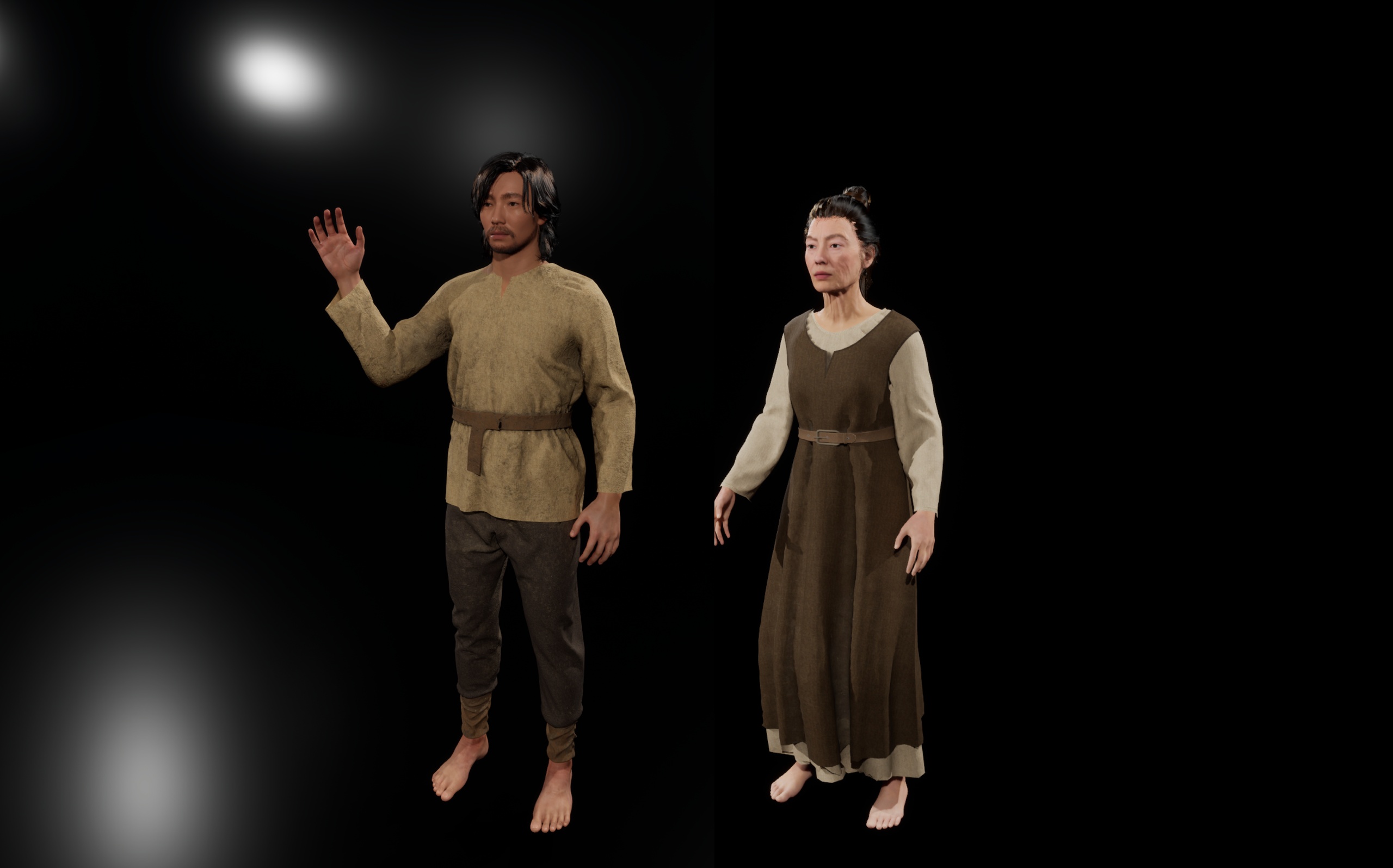 Media 1 for listing Female & Male Metahuman Cloth Rustic Medieval Outfit (Rigged)