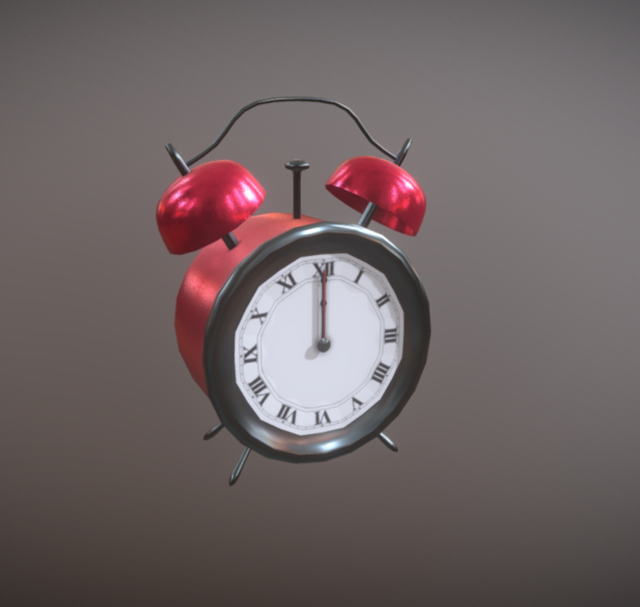 Media 1 for listing Red Shiny Analog Alarm Clock - Low Poly PBR
