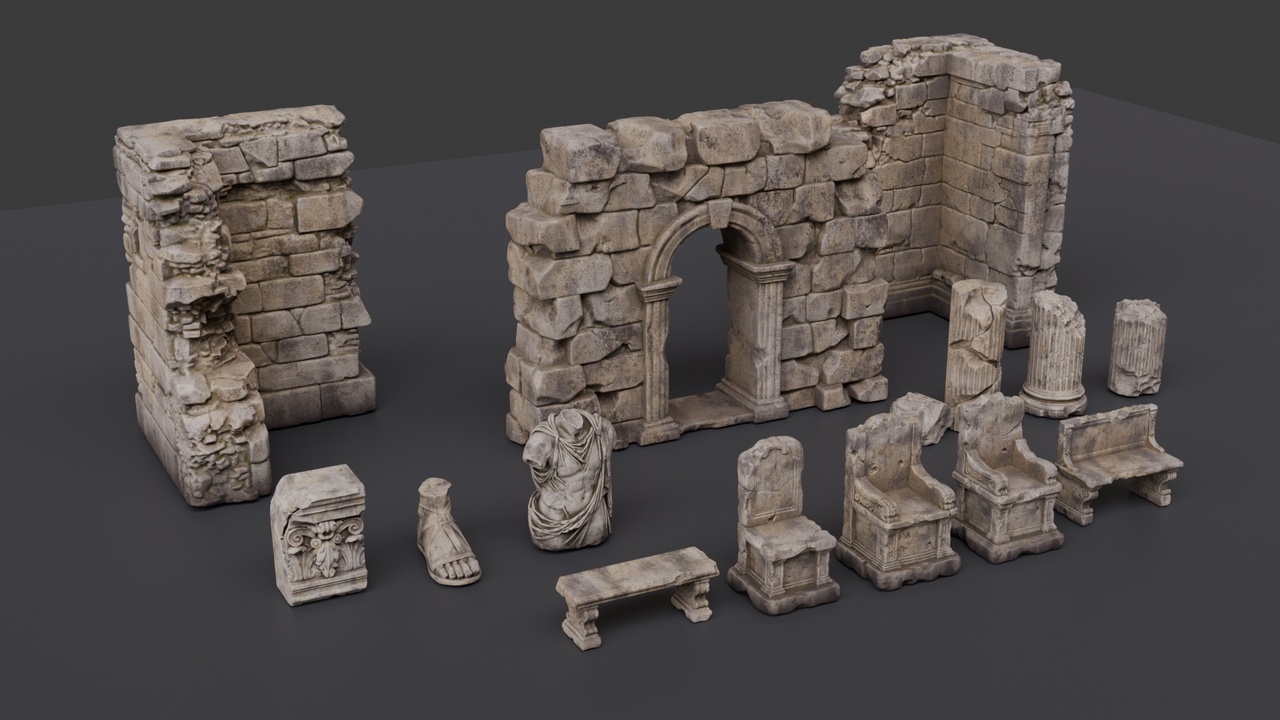 Media 1 for listing Ancient Roman Ruins Kitbash