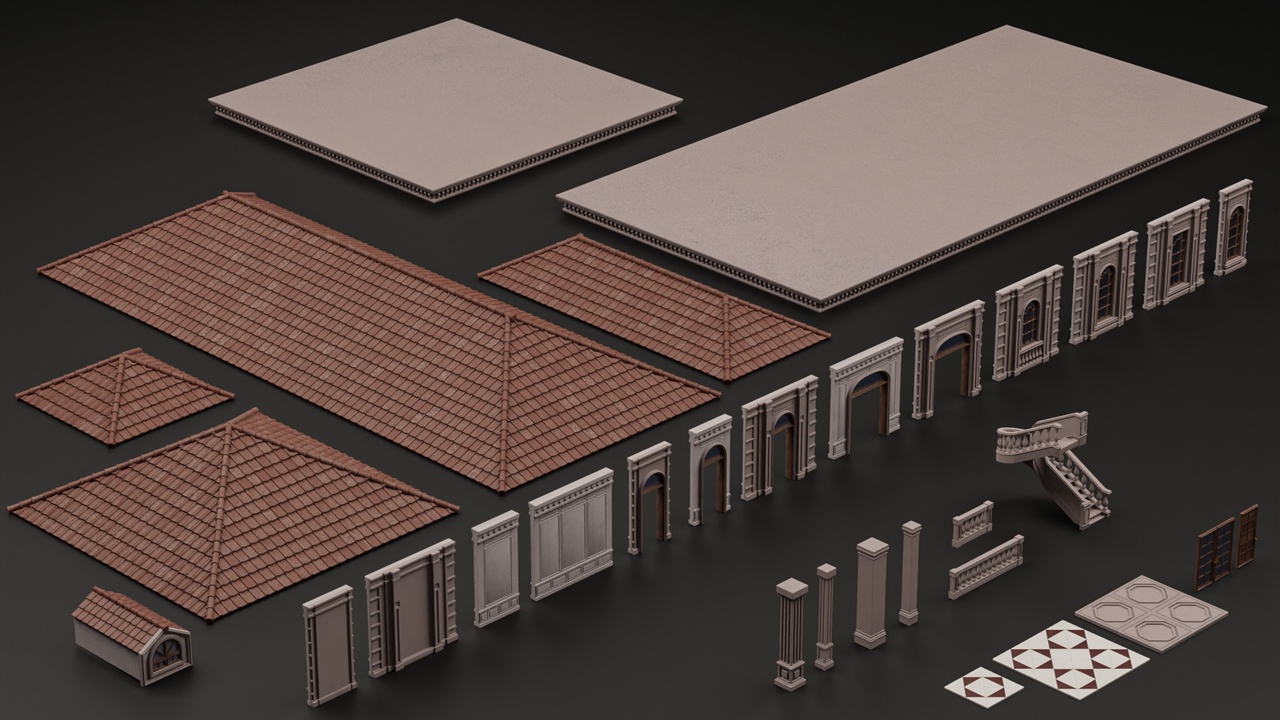 Media 1 for listing CLASSIC EUROPEAN KITBASH MODULAR BUILDING WITH INTERIOR 05
