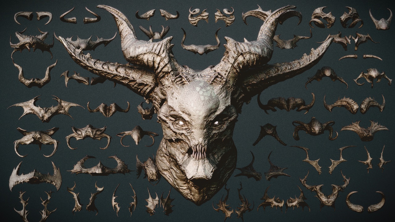 Media 1 for listing Horns Volume 2 - 65 Horns for quick design and kitbashing