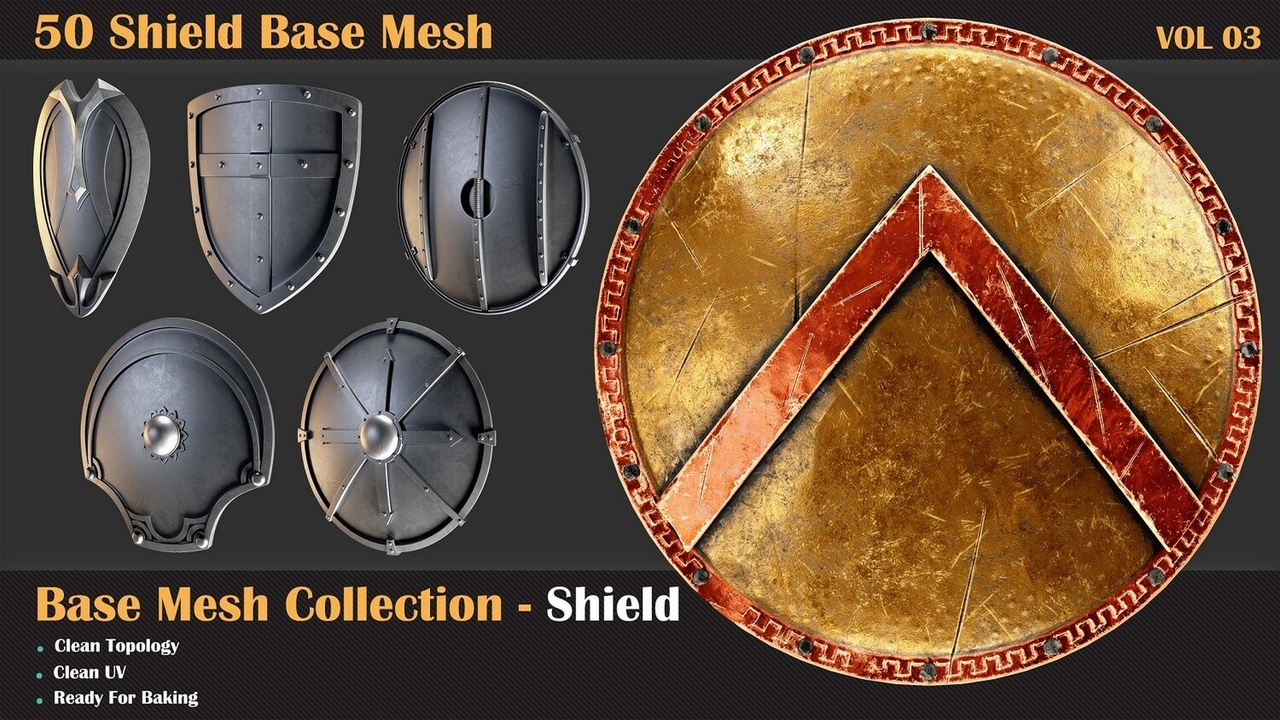 Media 1 for listing 50 Shield Base Mesh - VOL 03 ( Game Ready )