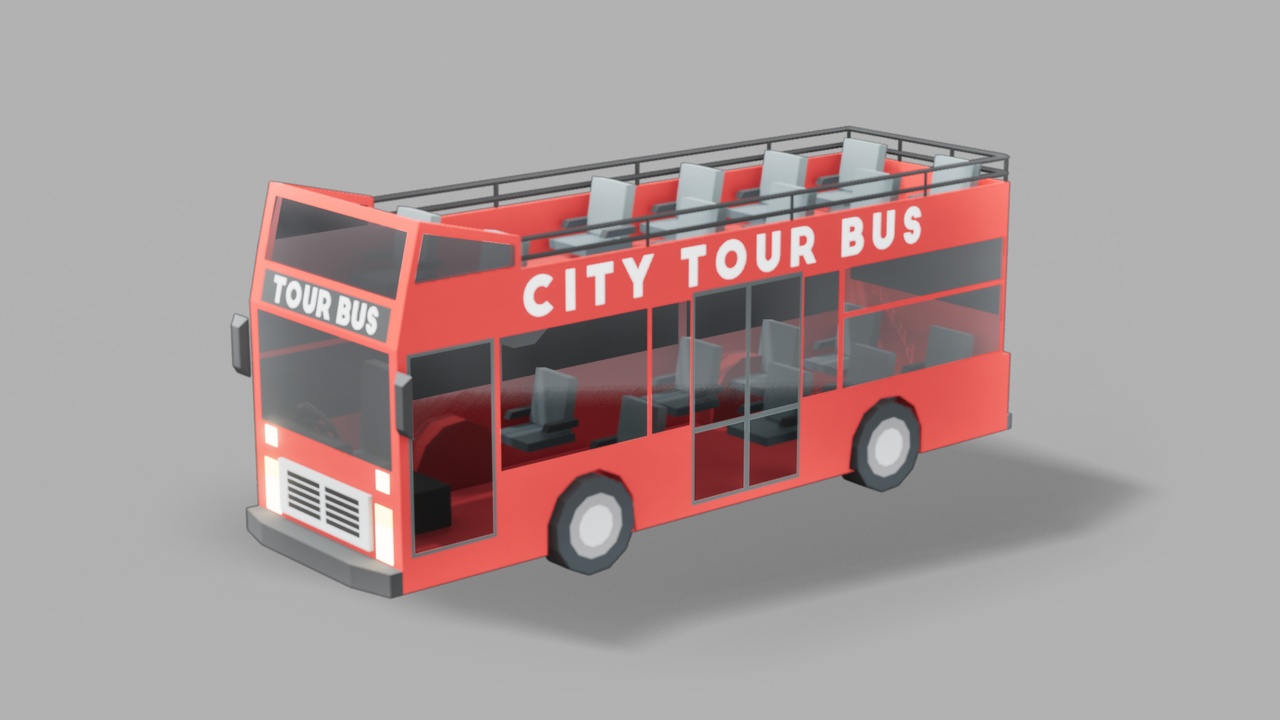 Media 1 for listing Low Poly Stylized City Tour Bus –Vehicle 3D Model for Unreal Environment