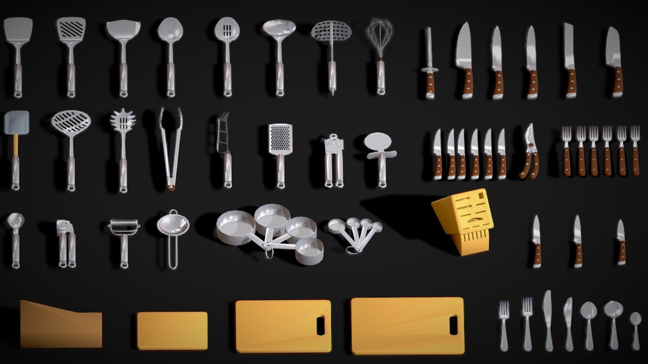Medium 1 für Eintrag Kitchen Tool - 50+ Realistic Kitchen Asset Pack Low poly Utensil - Cooking Props