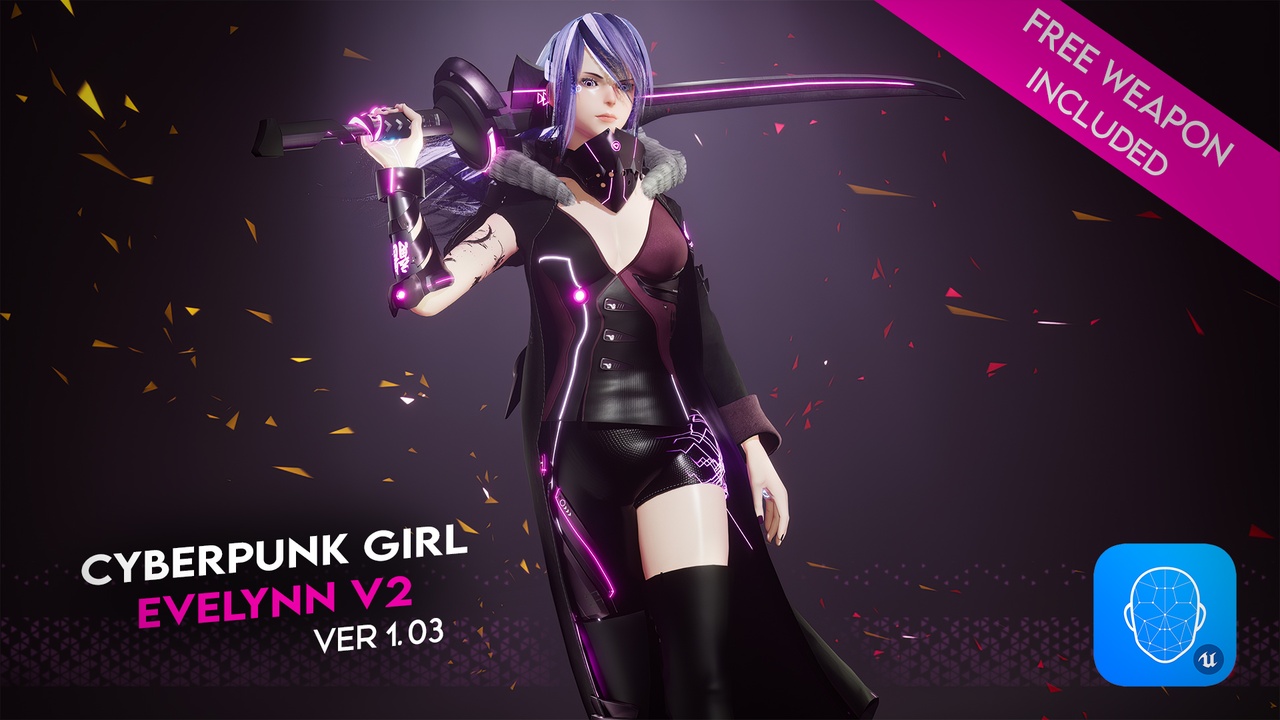 Media 1 for listing Cyberpunk Girl - Evelynn V2