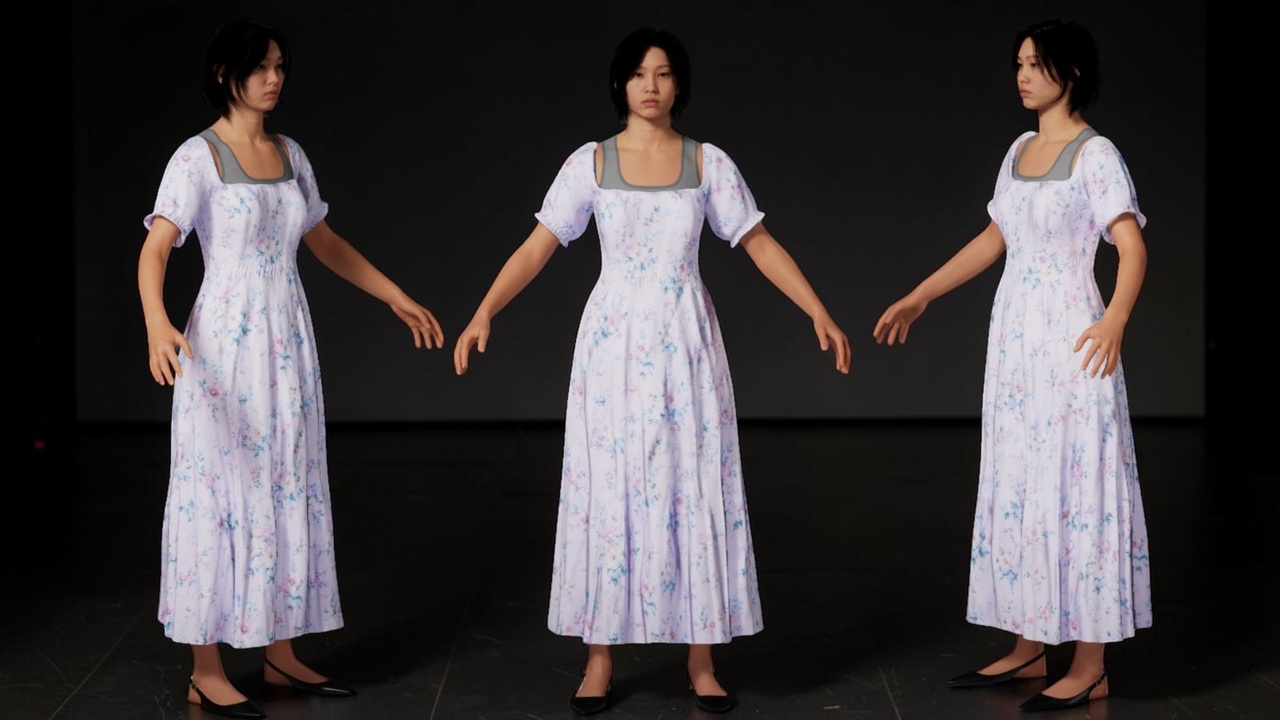 Media 1 for listing Floral Maxi Dress - Metahuman Compatible