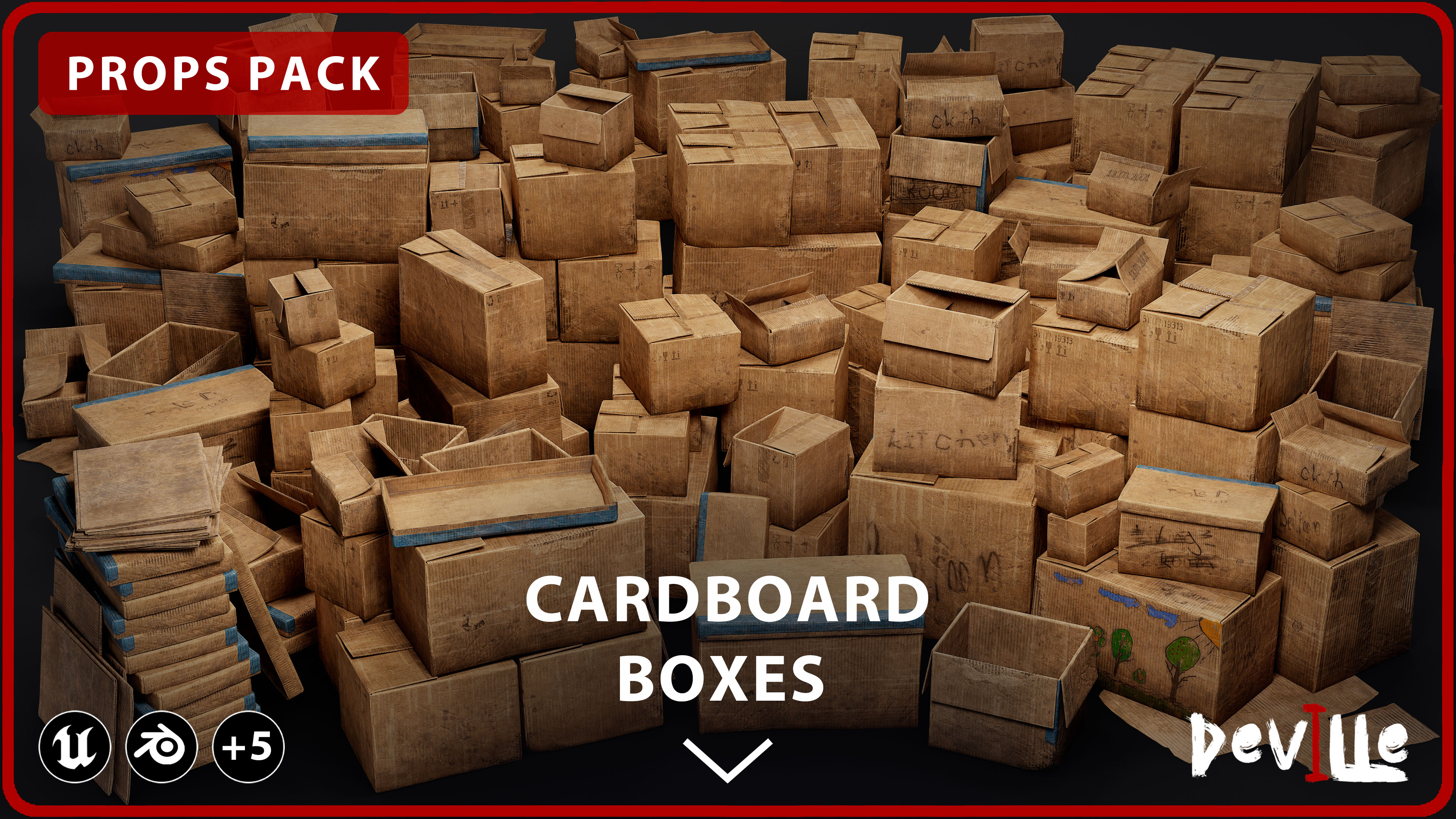 Cardboard Boxes Pack - Storage/Moving/Cargo Props | Fab