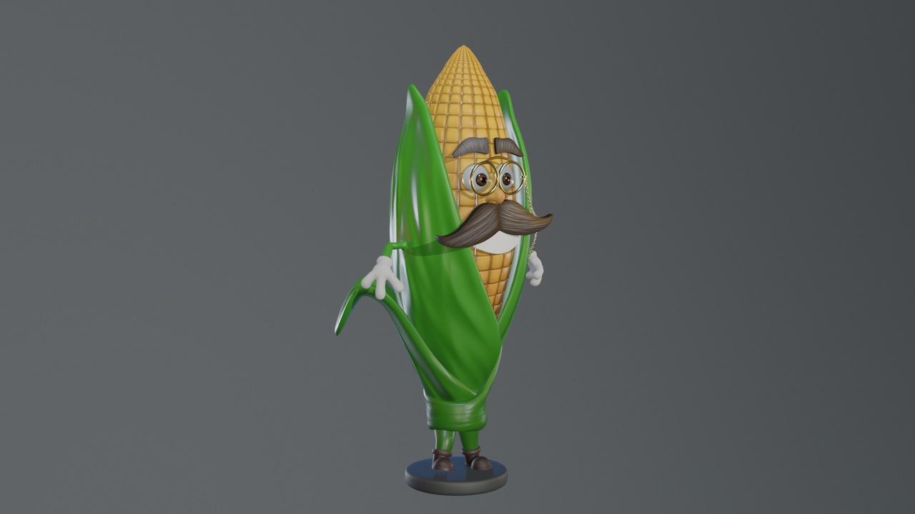 Media 1 for listing Cartoon Corn Character with Rigged Model
