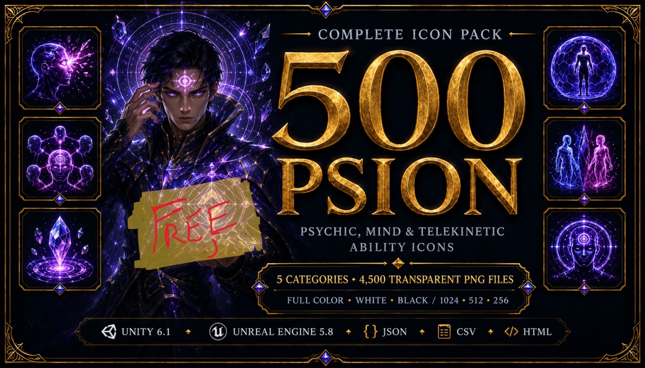 Media 1 for listing 500 FREE Psion & Mindweaver Psychic, Mind & Telekinetic Ability Icons