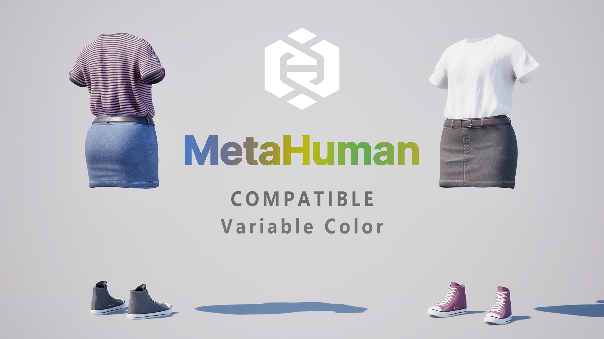 Womens Casual Denim Skirt Outfit Set - Metahuman Clothes Parametric ...