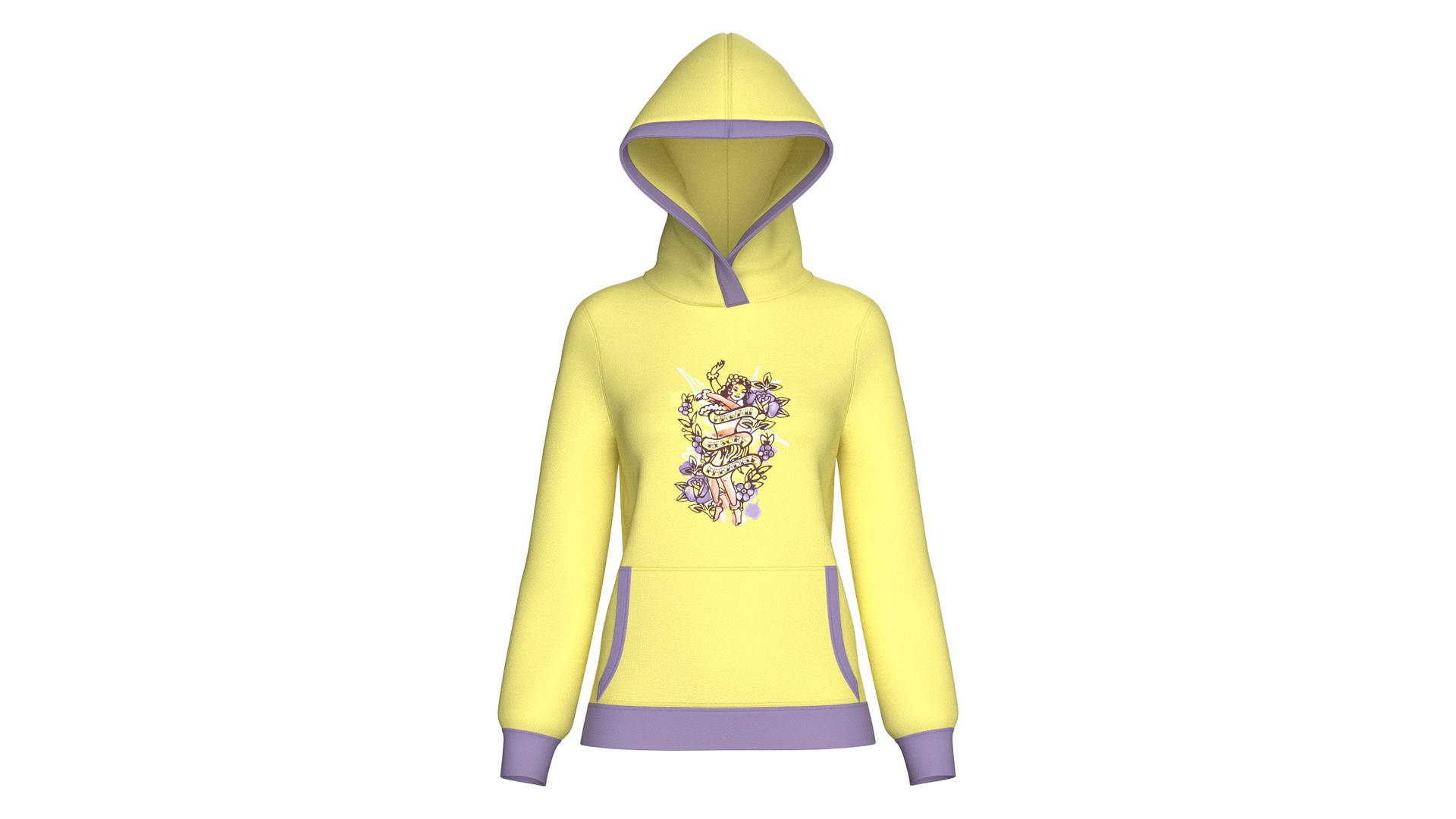 Media 1 for listing Girls Graphic Printed Yellow Hoodie | High Poly