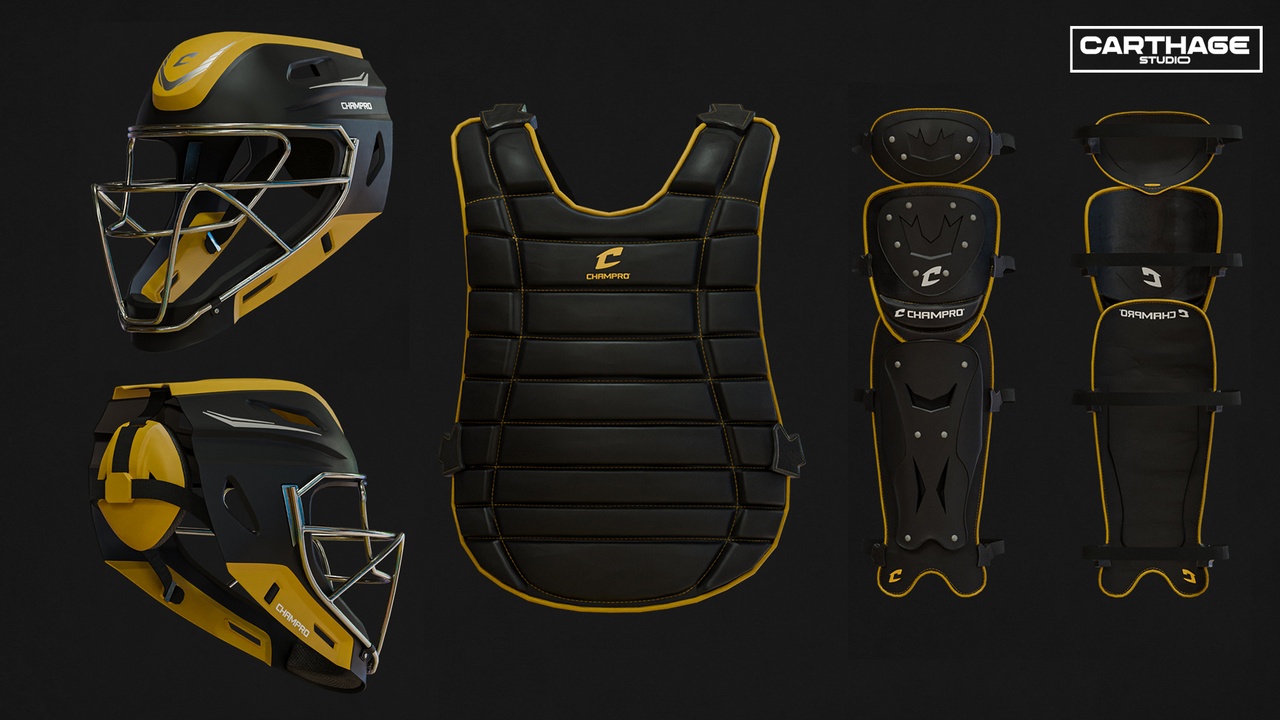Media 1 for listing Baseball Catcher Set / Helmet / Chest Protector / Leg Guards
