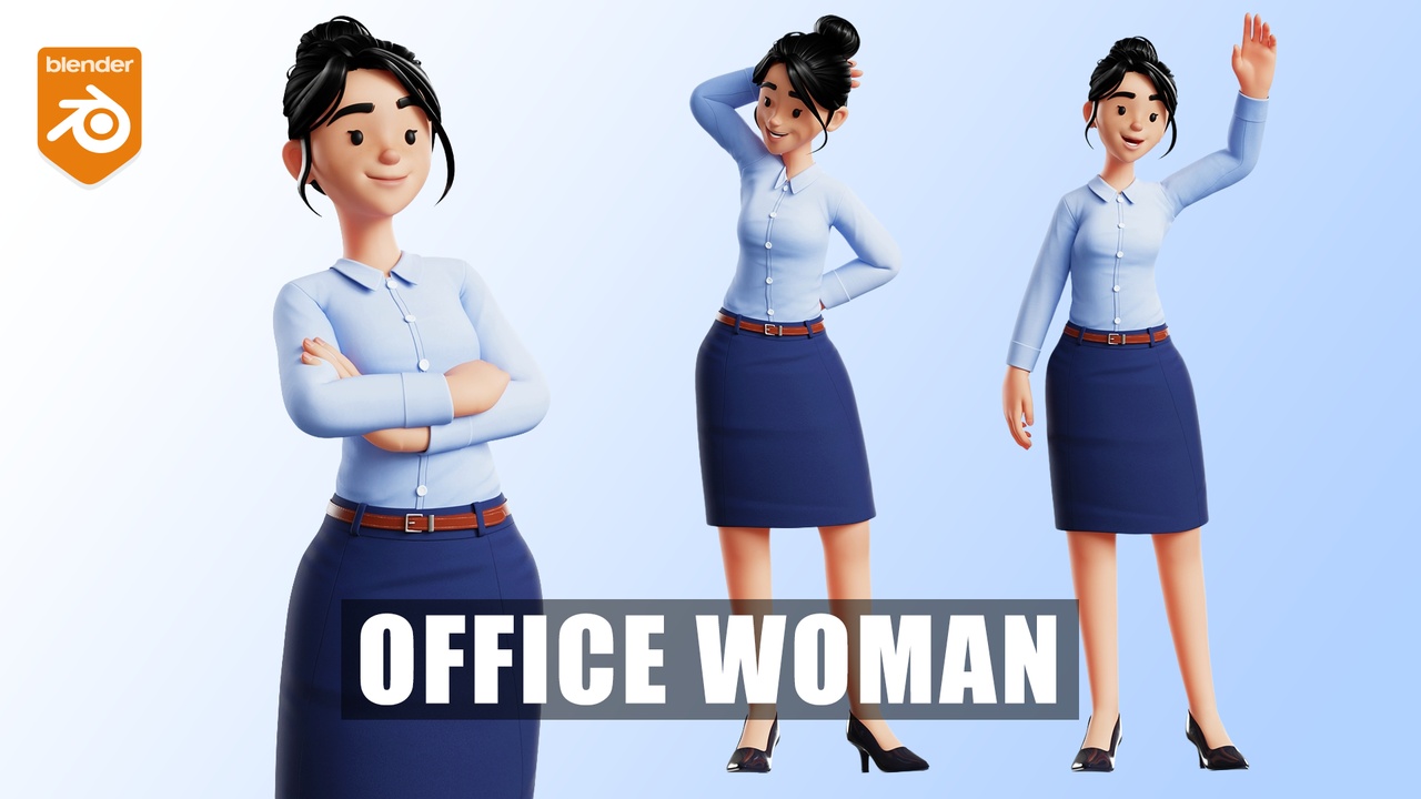 Media 1 for listing Business Office Cartoon Woman Rigged