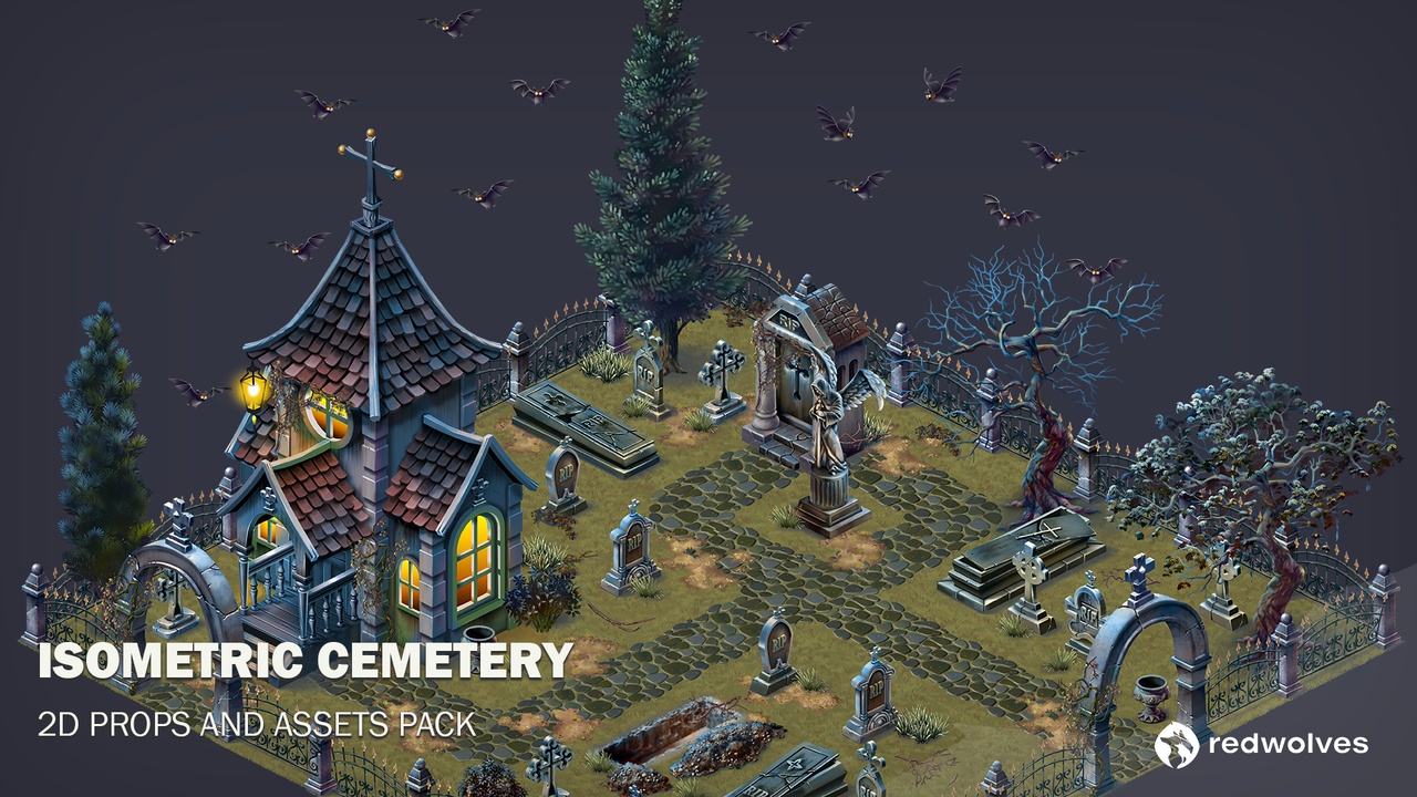 Media 1 for listing ENV005: 2D Isometric Cemetery Sprite Set for Unity