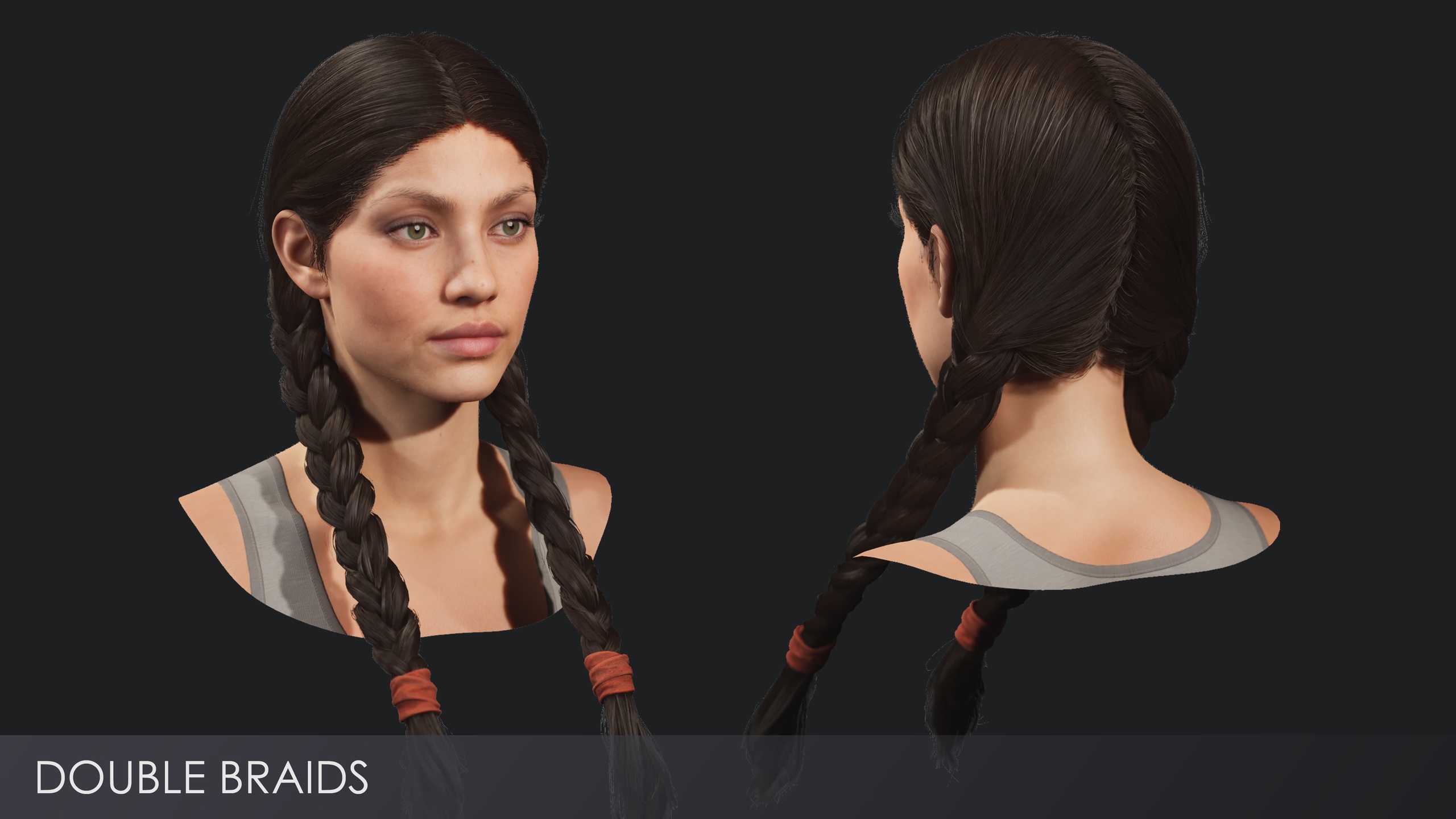 Media 1 for listing Realistic female hairstyles, pack #2 | Rigged, game-ready, low-poly