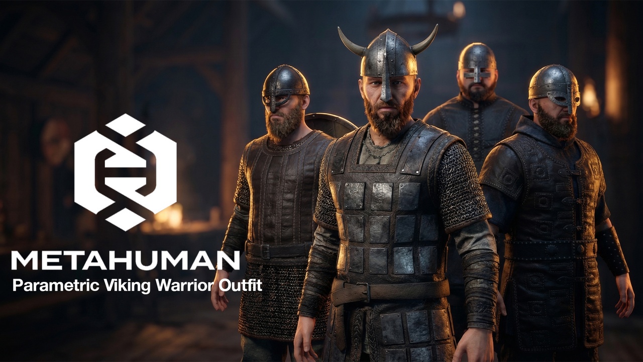 Media 1 for listing Parametric Viking Warrior Outfit Pack for MetaHuman - Metahuman Clothing