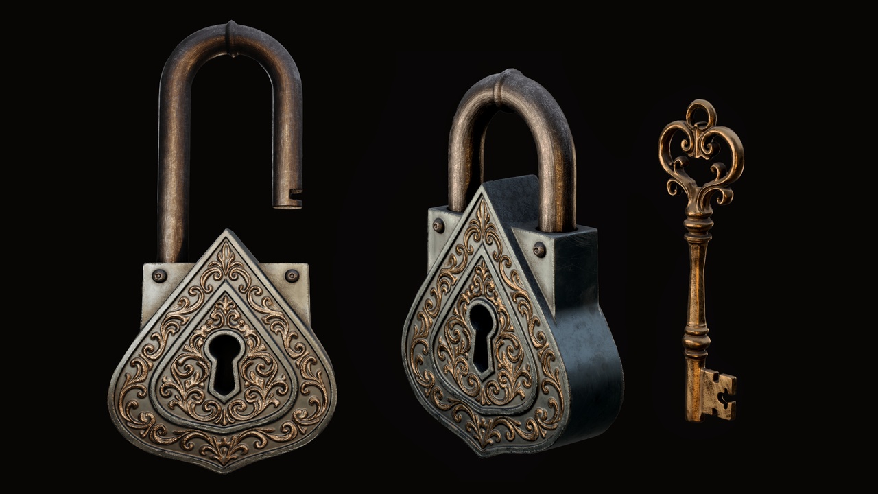 Media 1 for listing Fantasy Padlock with Key 3 – Game Ready Asset