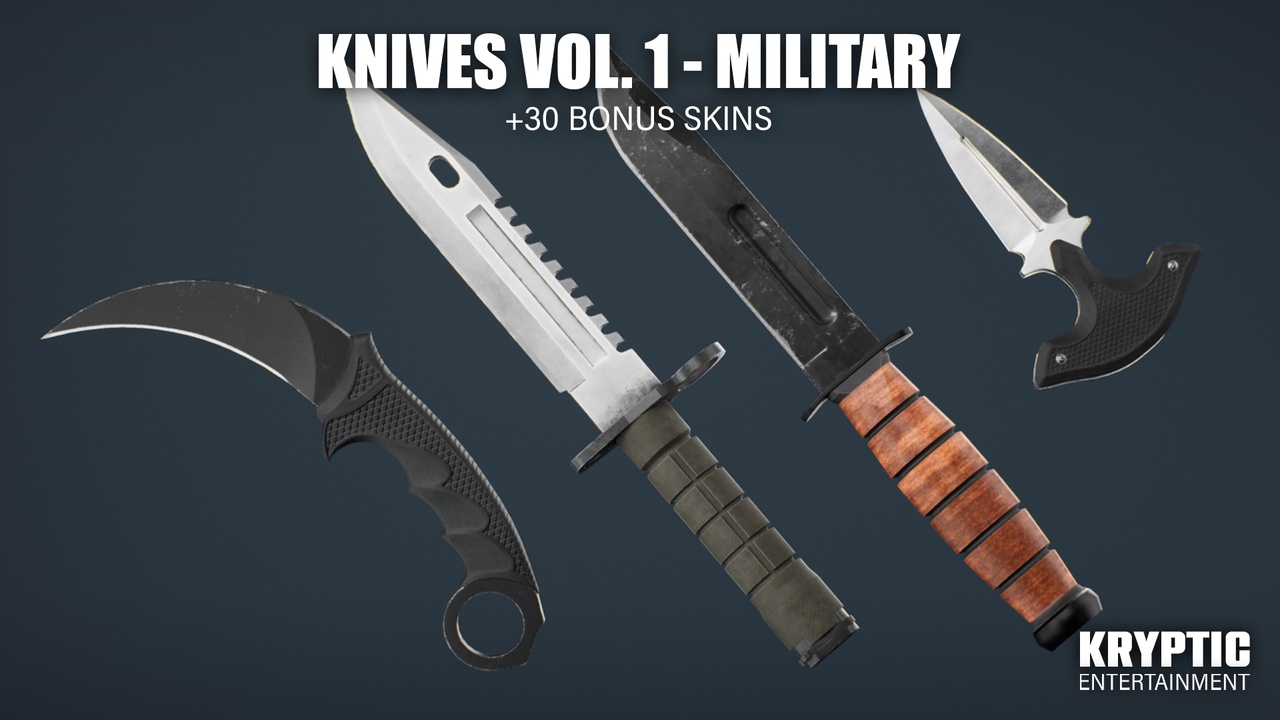 Media 1 for listing Knives Vol. 1 - Military (4K FPS Melee Weapons - 30 Bonus Skins)