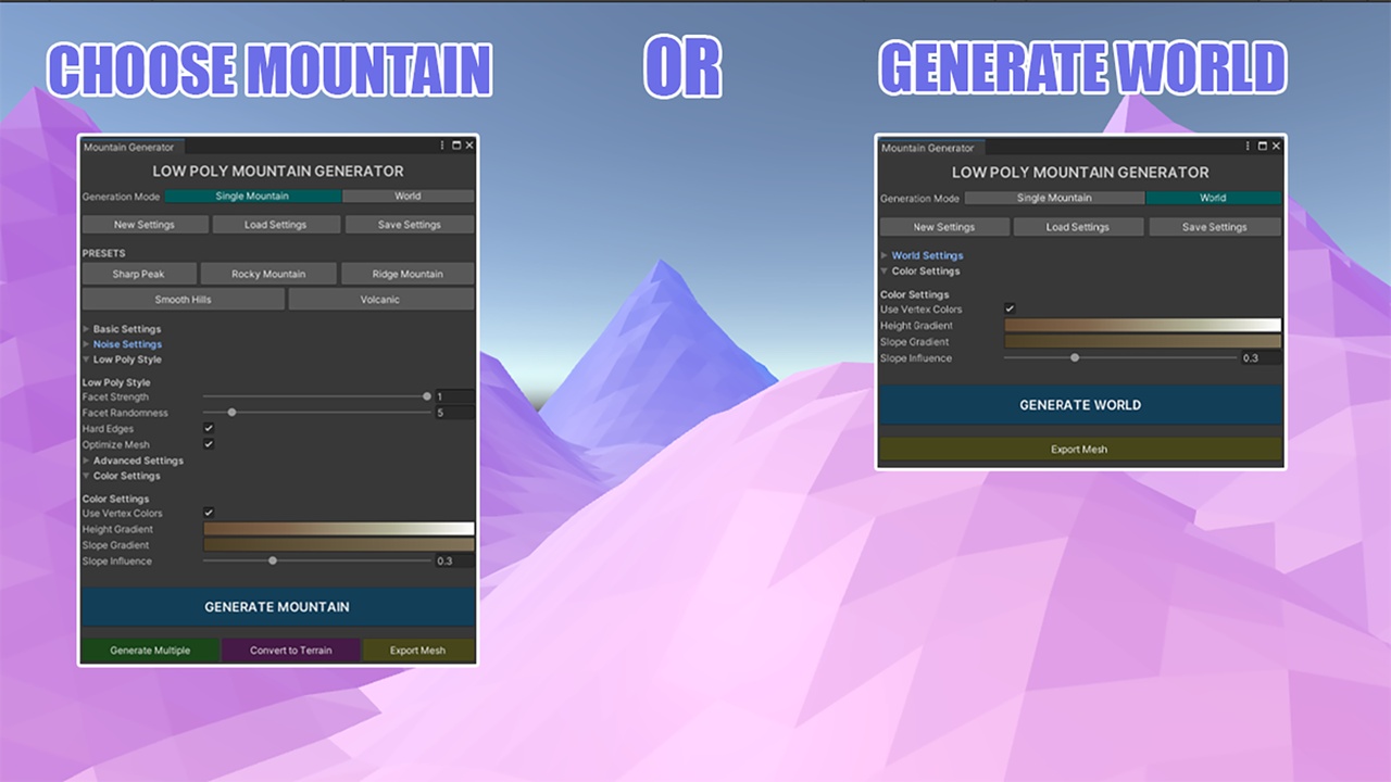 Multimedia 1 para anuncio Low Poly Terraine Generator Pro