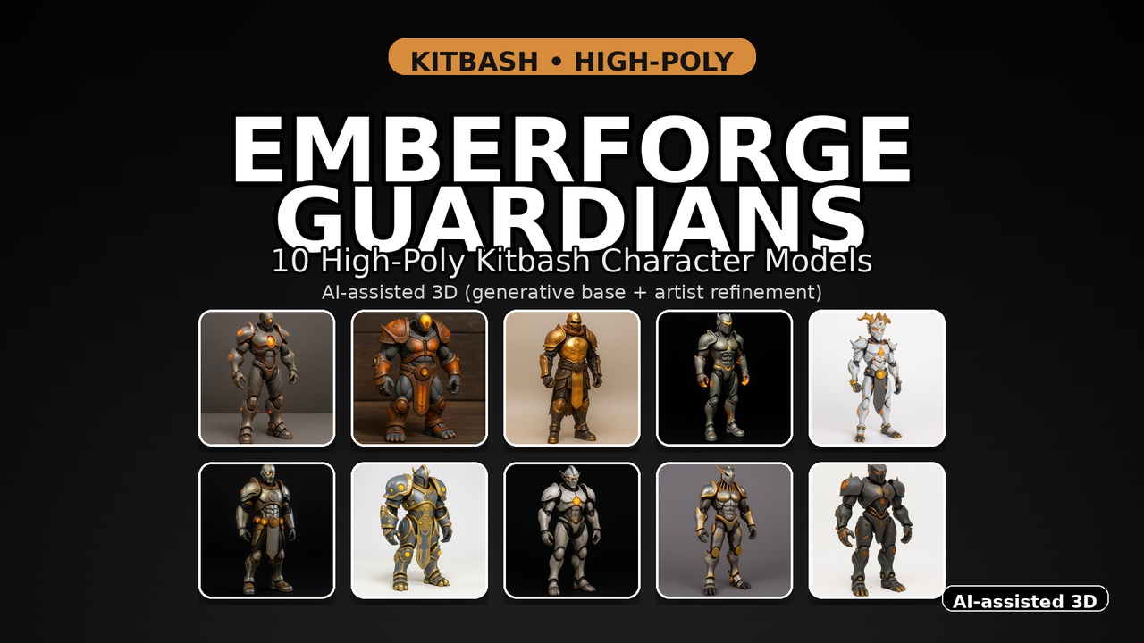 Media 1 for listing Emberforge Guardians — High-Poly Kitbash Character Pack (10 Models)