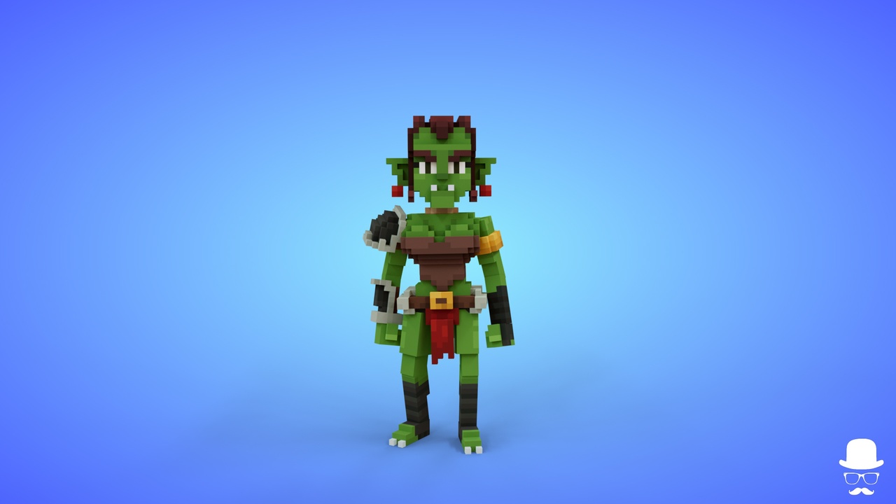 Media 1 for listing Goblin 2 Voxel Female Character - 3D Lowpoly Fantasy Creature