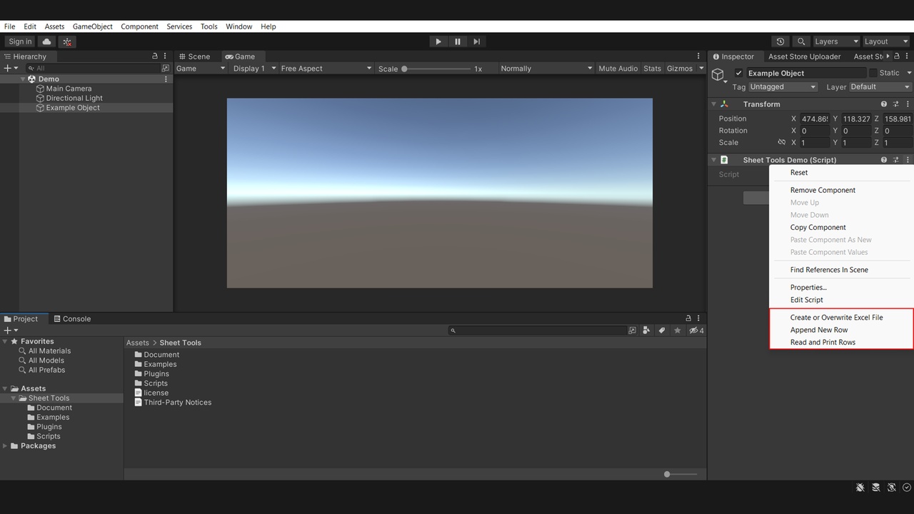 Media 1 for listing Sheet Tools – Read, Create & Edit Excel Files for Unity