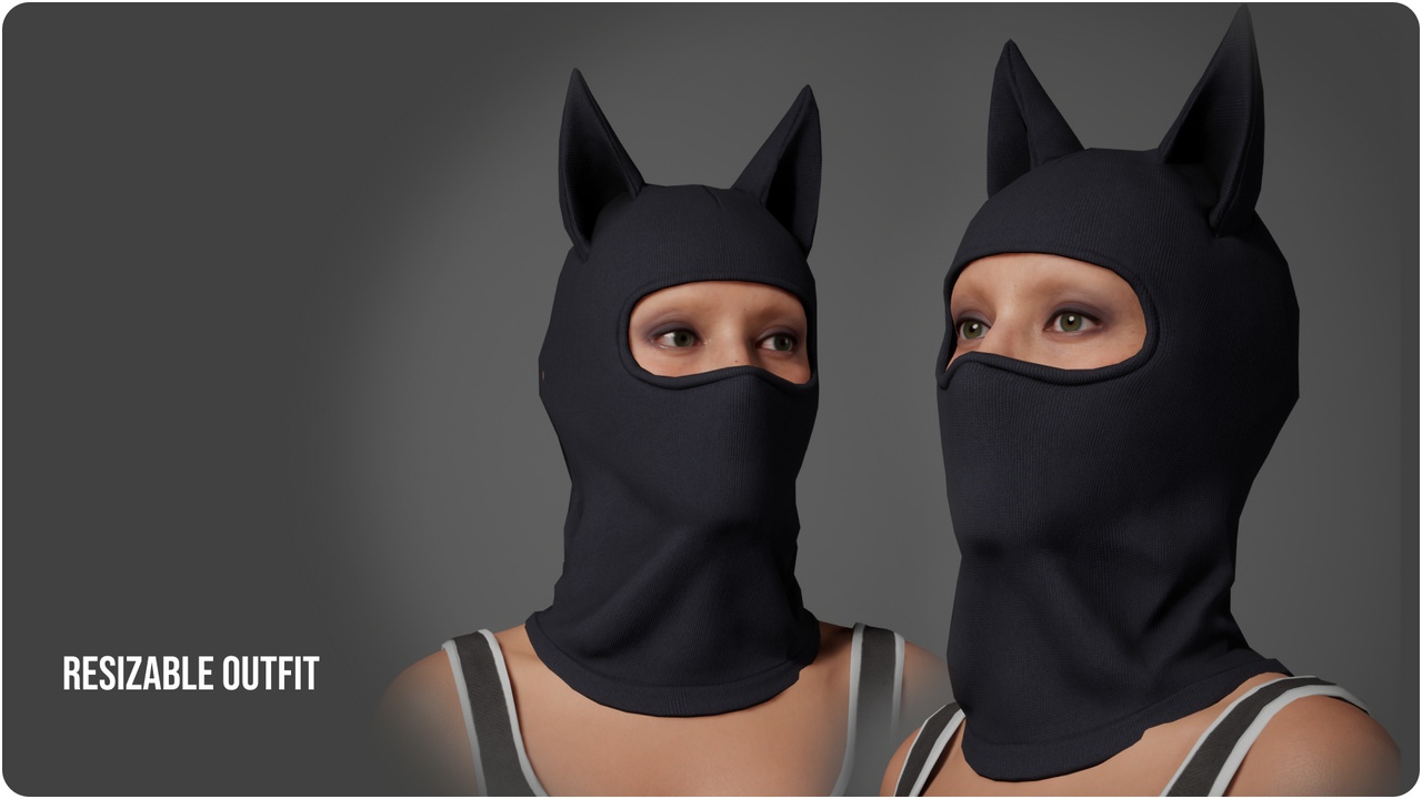 Media 1 for listing Cat ear balaclava for MetaHuman