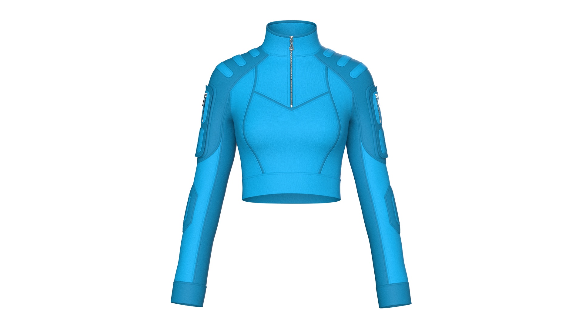 Media 1 for listing Girls Raglan Sleeve Half - Zip Crop Jacket | High Poly
