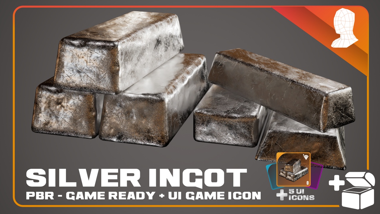 Multimedia 1 dla listy Silver Ingot + 5 Loot Icons - PBR Game Ready
