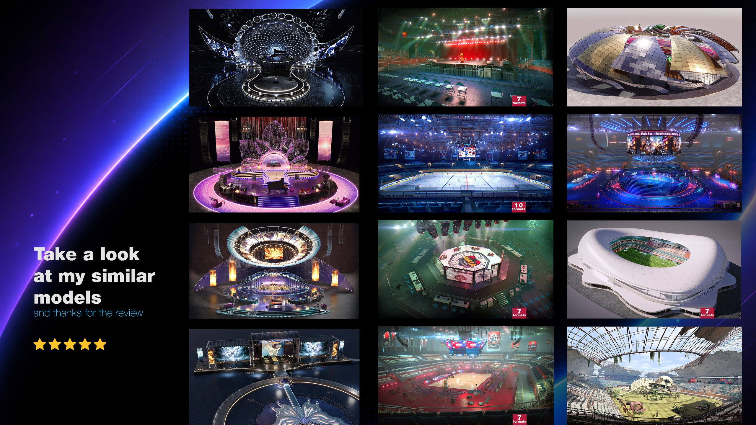Media 1 for listing Arena Stage Venue Props Pack. Modular 3D Event Stage, Truss, Lighting, Equipment