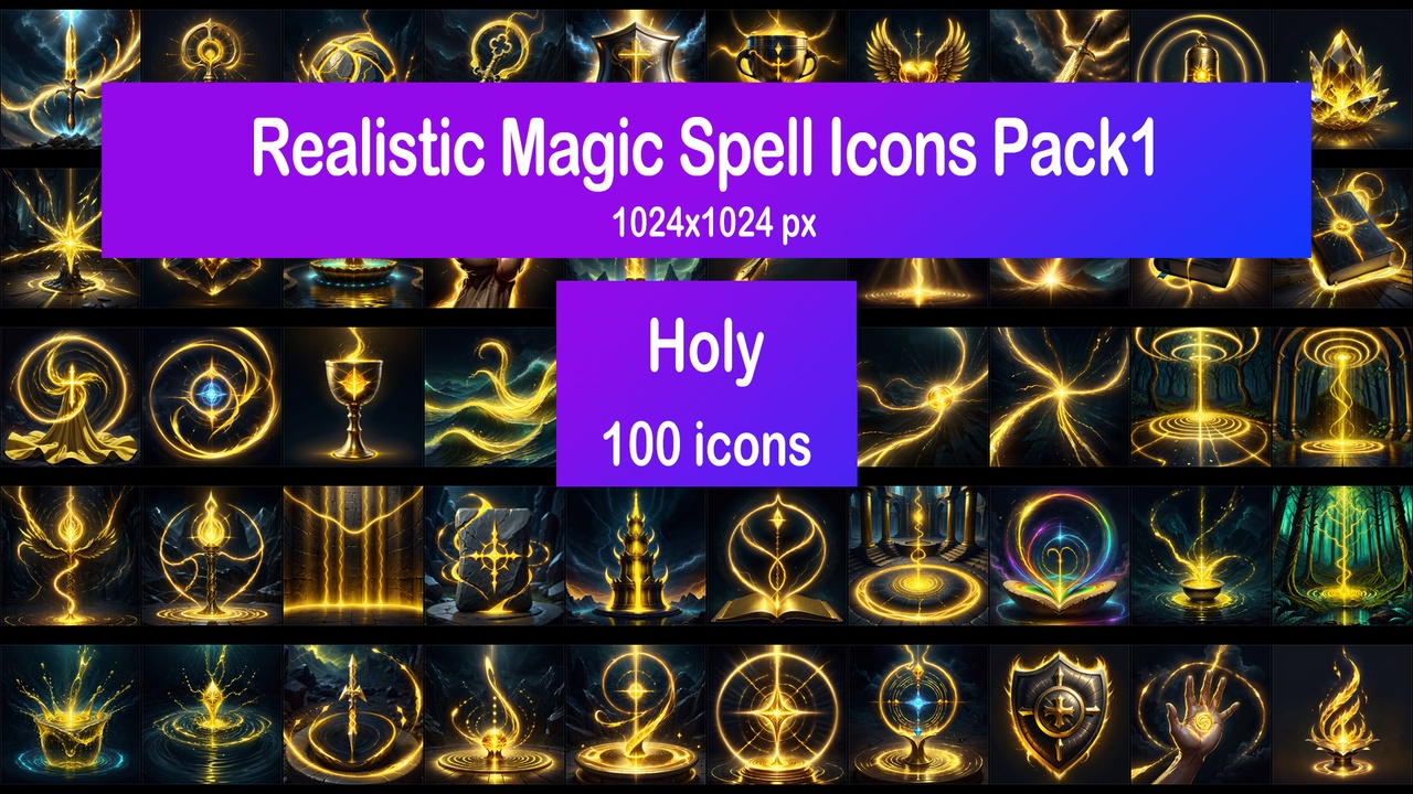 Media 1 for listing Realistic Magic Spell Icons Pack1 - Holy