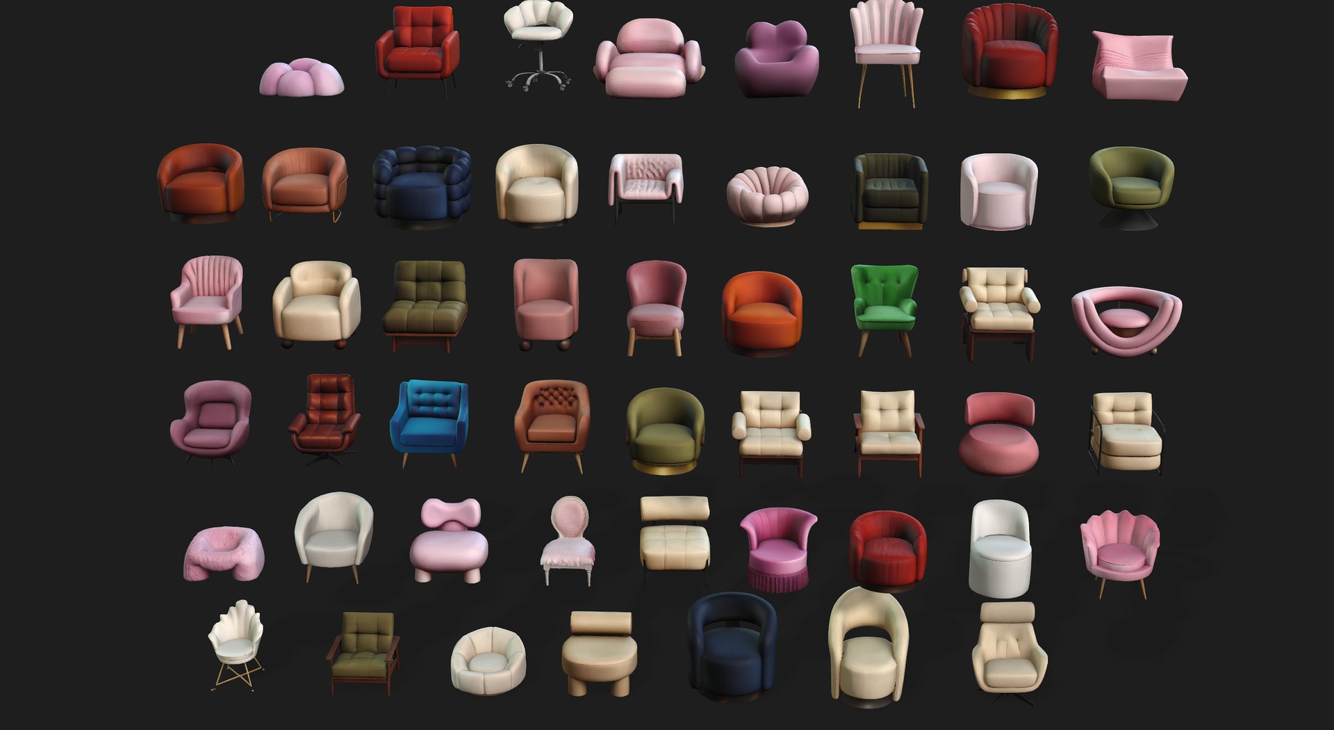 Media 1 for listing Stylized Furniture Pack 5 | Chairs, Sofas, Stools