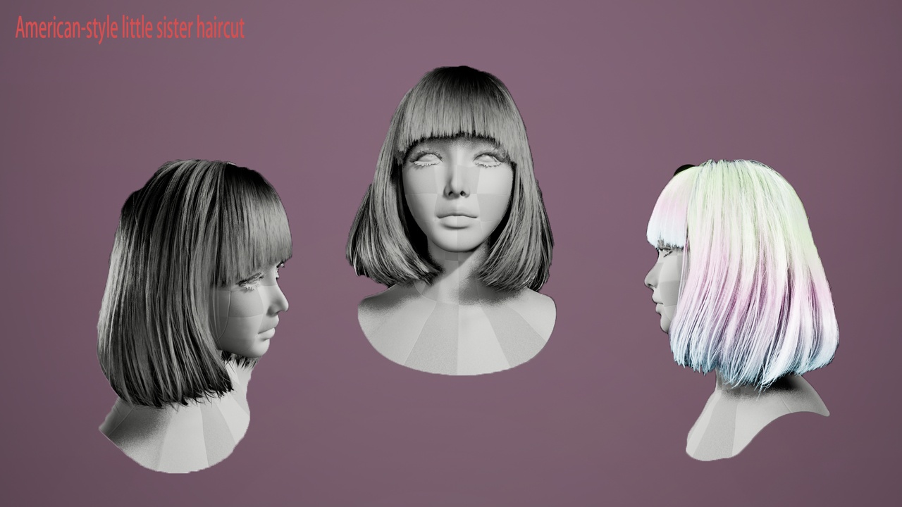 Media 1 for listing American-style little sister haircut.Super sweet and beautiful hairstyle