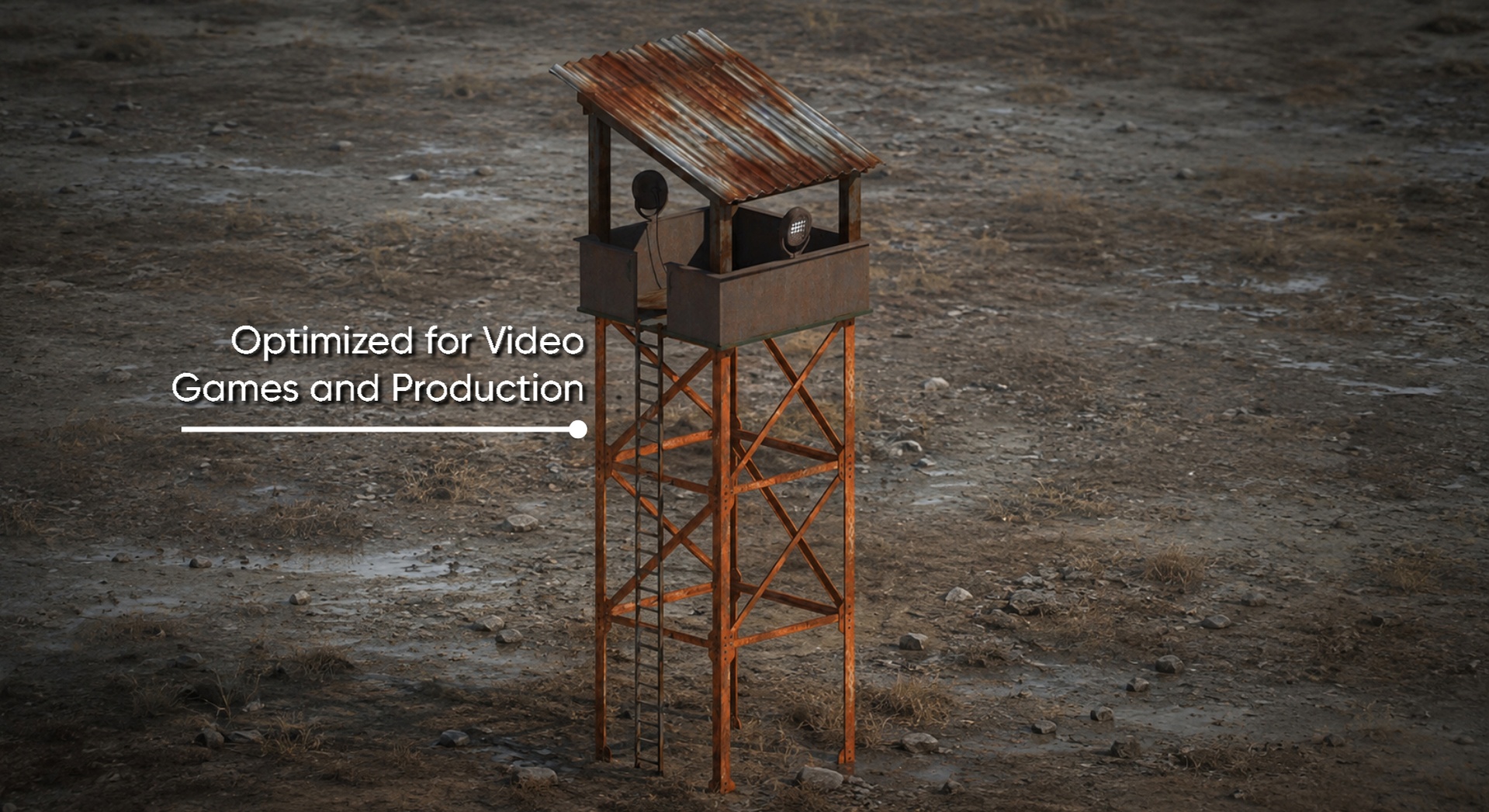 Media 1 for listing Post Apocalyptic Guard Tower Mid Poly Game Ready Asset