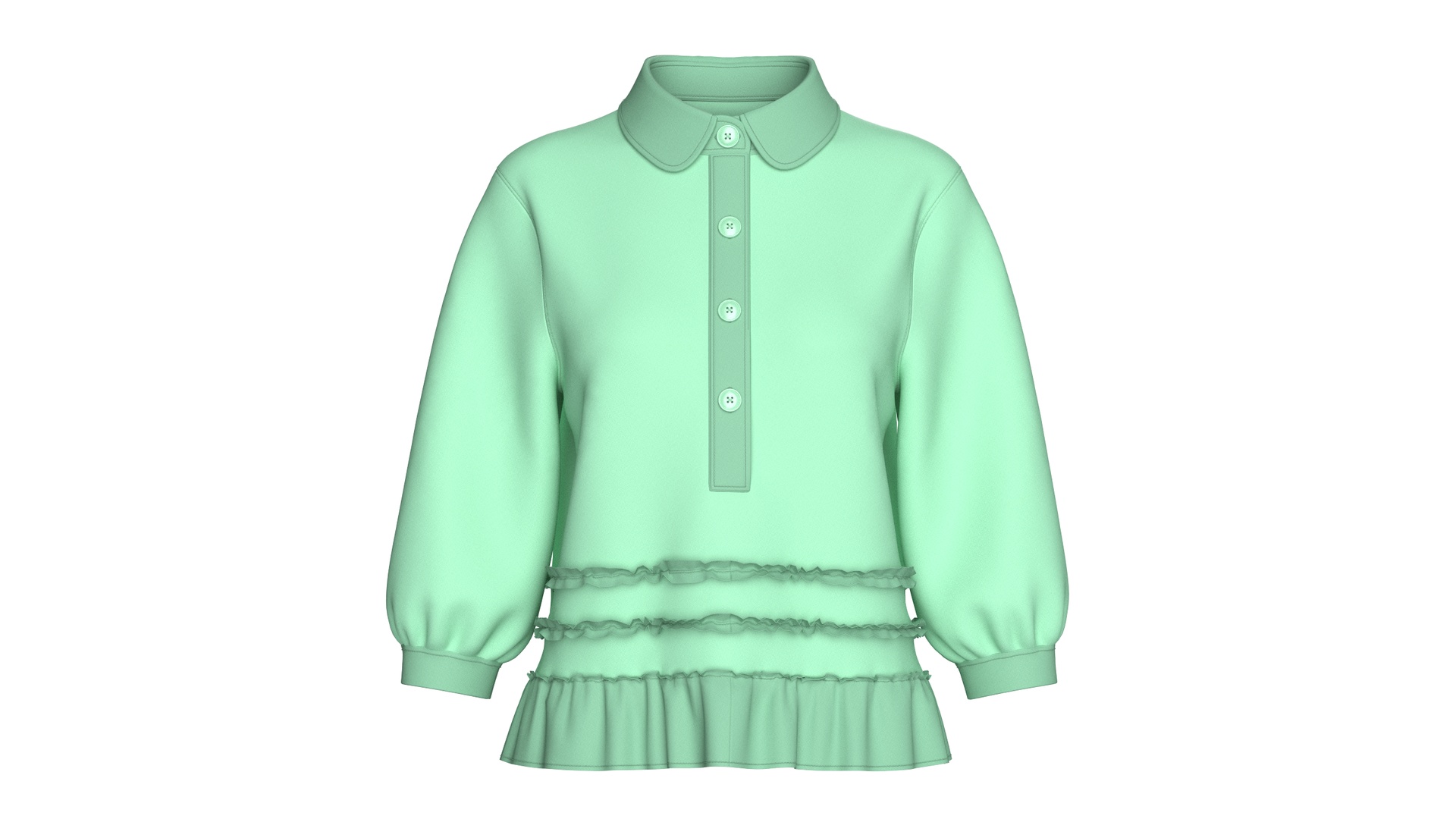 Media 1 for listing Girls Peter Pan Collar Ruffled Hem Top | High Poly