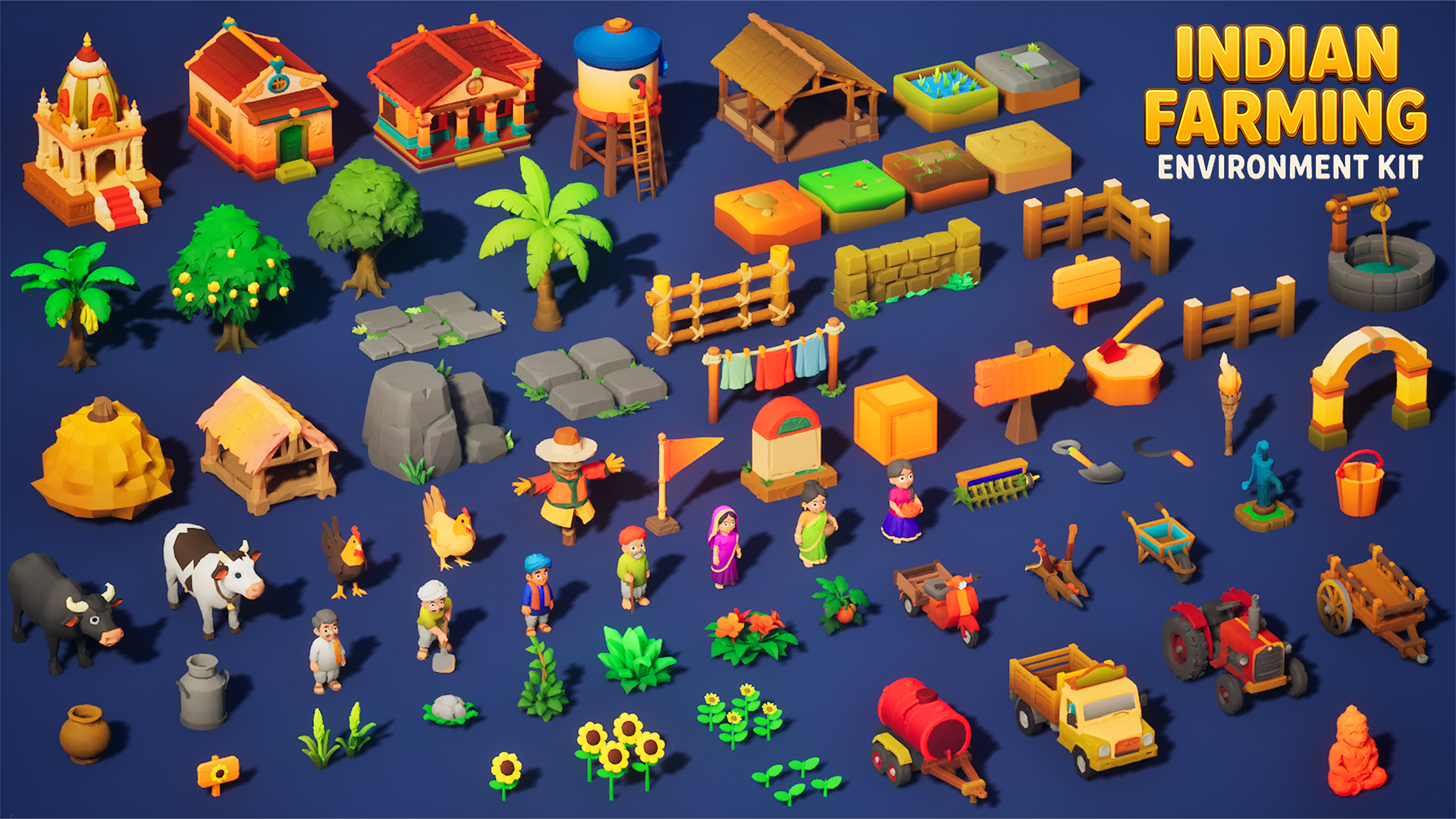 Modular Level Designstylized Stylized Indian Farming Environment Kit | Modular Props + UE5 Level ...