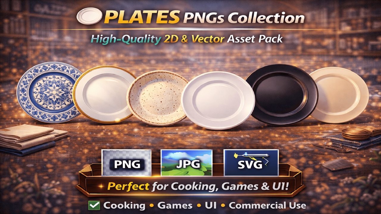 File multimediali per l'articolo   🍽 Plates PNGs Collection – High-Quality 2D & Vector Asset Pack: 1