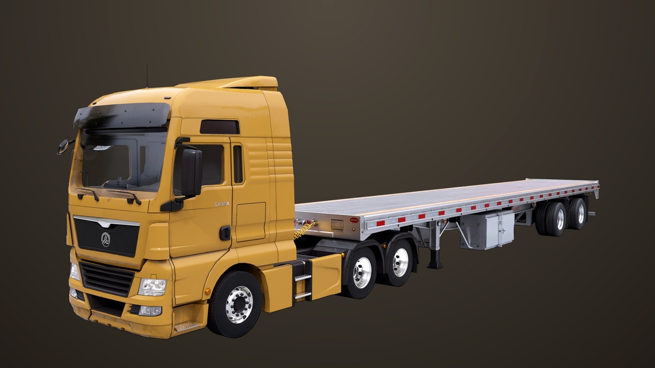 Media 1 for listing Heavy Truck 04 Flatbed Load Trailer All PBR Unity UE Textures