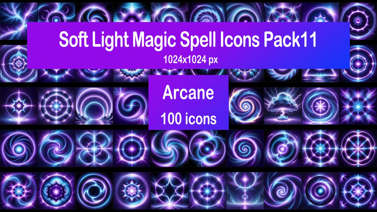 Media 1 for listing Soft Light Magic Spell Icons Pack11 - Arcane