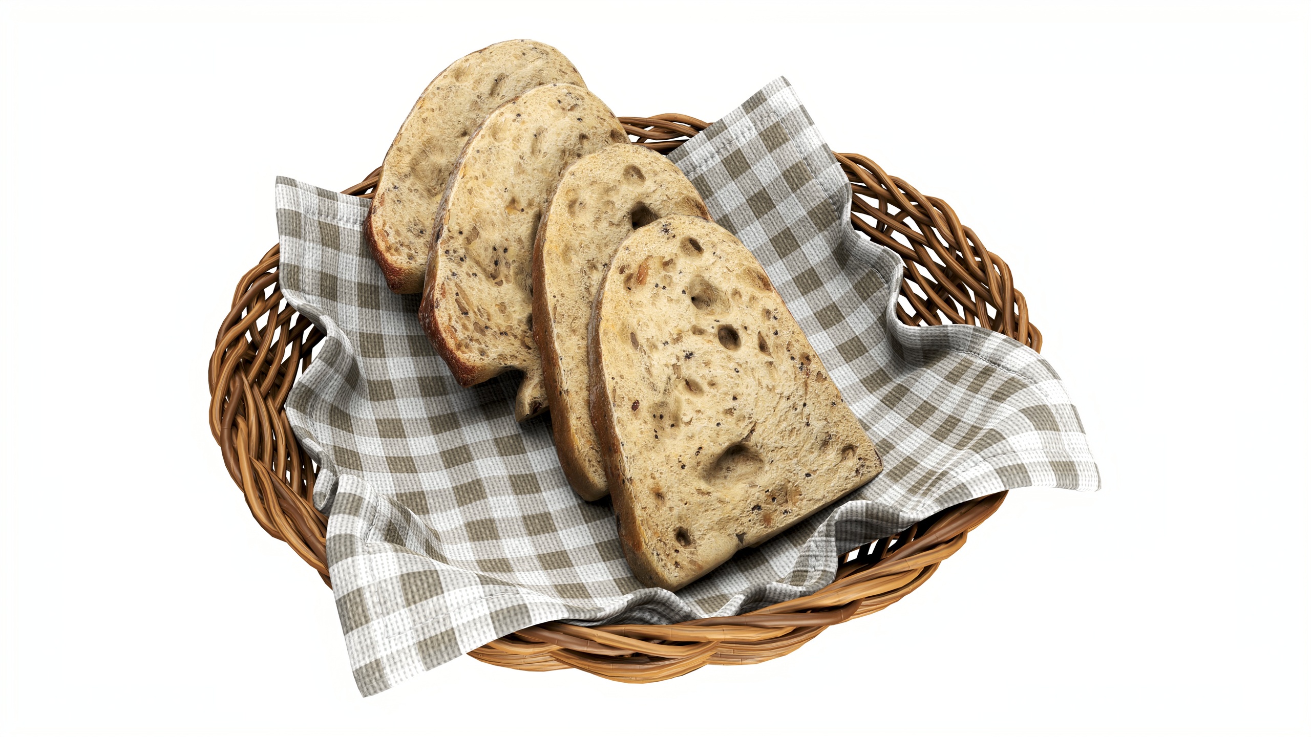 Media 1 for listing Wicker basket with napkin and slices of bread