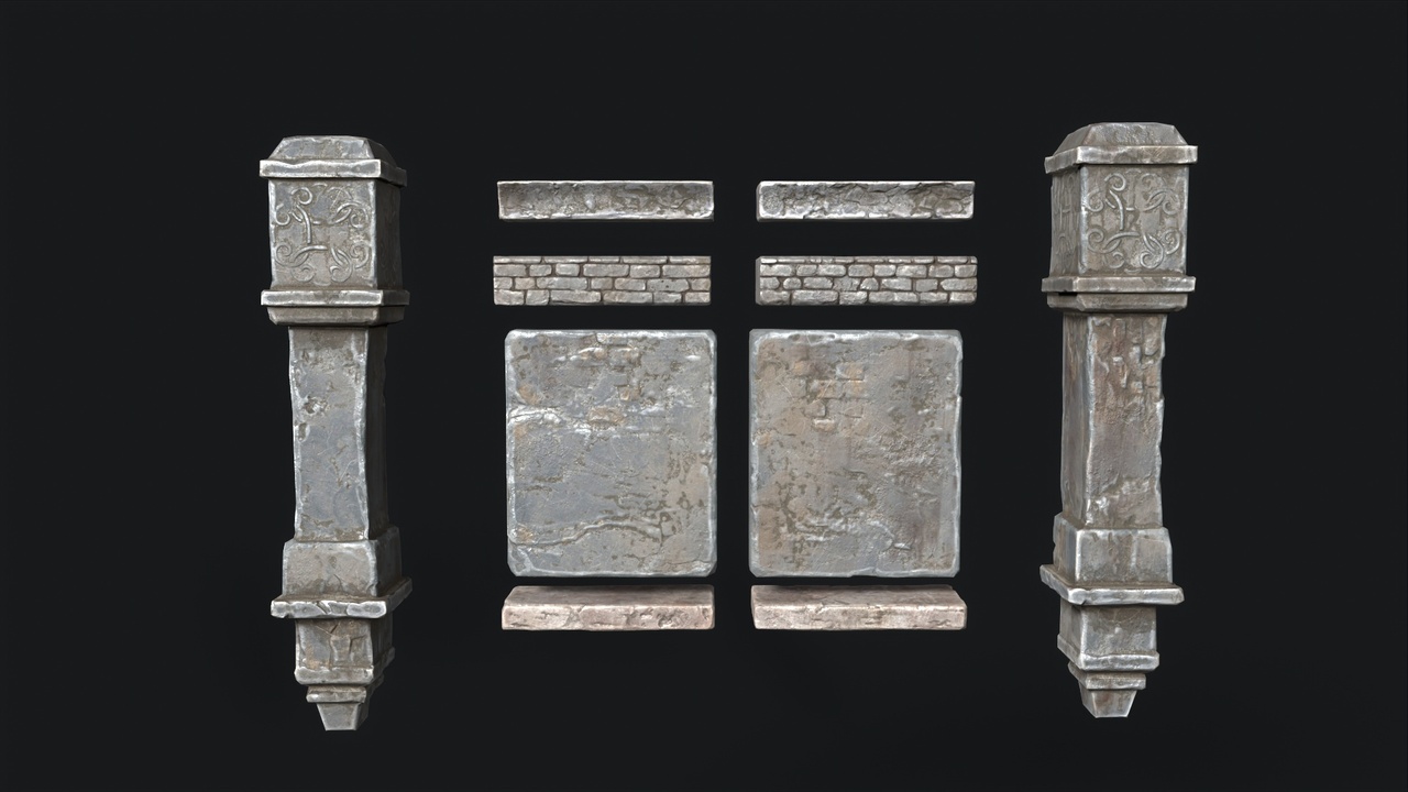Media 1 for listing Concrete Baserail – Lowpoly Construction Trim for Modular Building